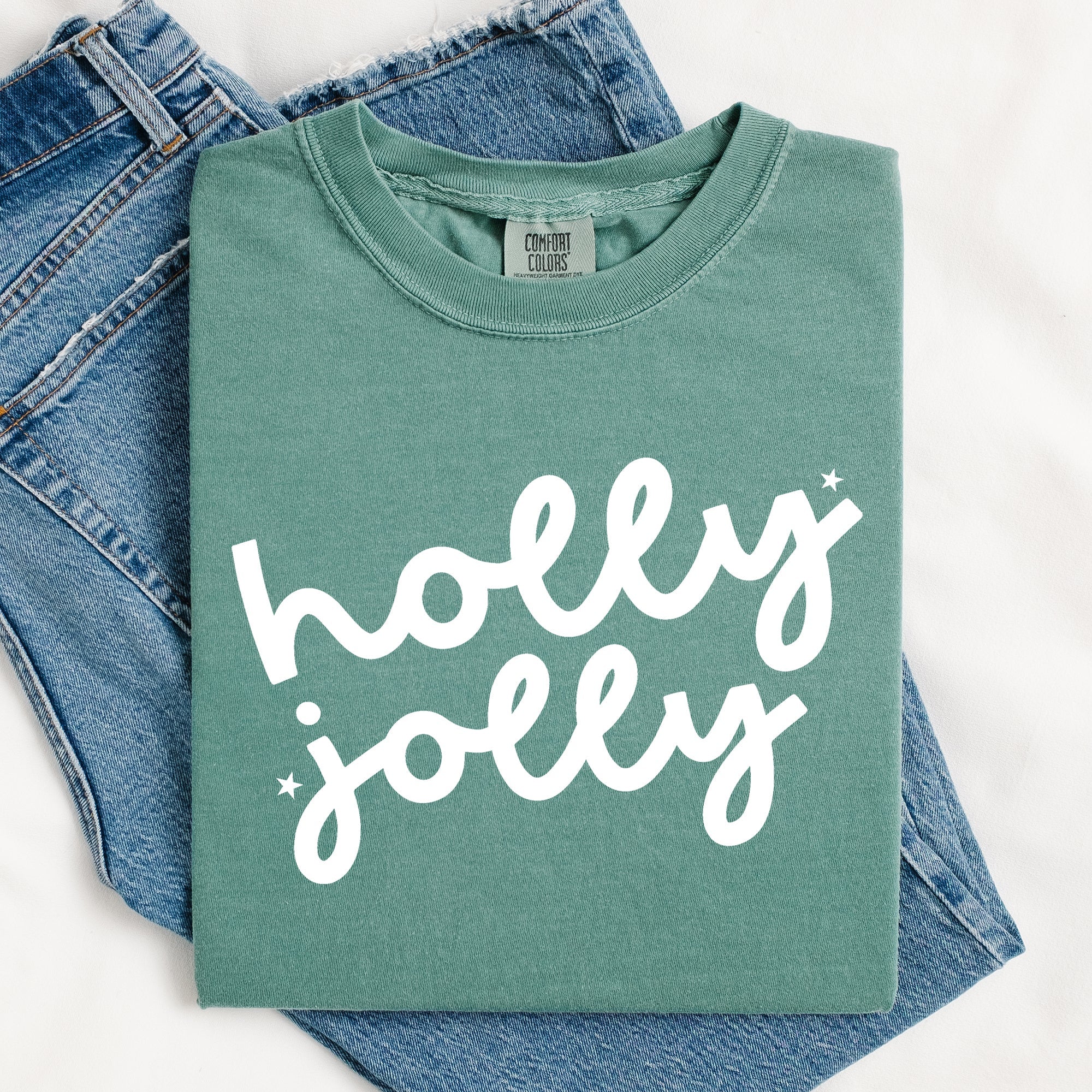 Holly Jolly Retro Christmas Classic Winter Santa Xmas Holiday Cheer Comfort Colors Tee