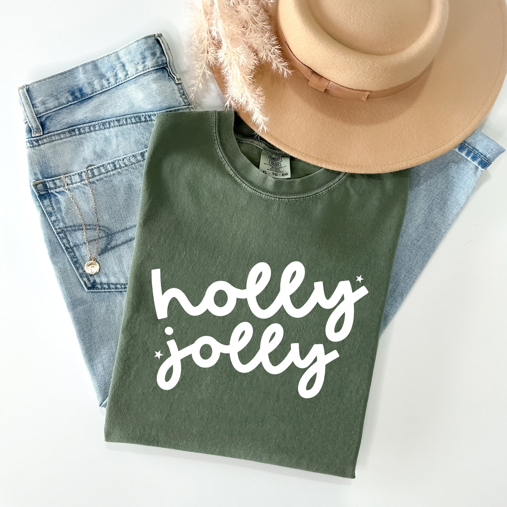 Holly Jolly Retro Christmas Classic Winter Santa Xmas Holiday Cheer Comfort Colors Tee