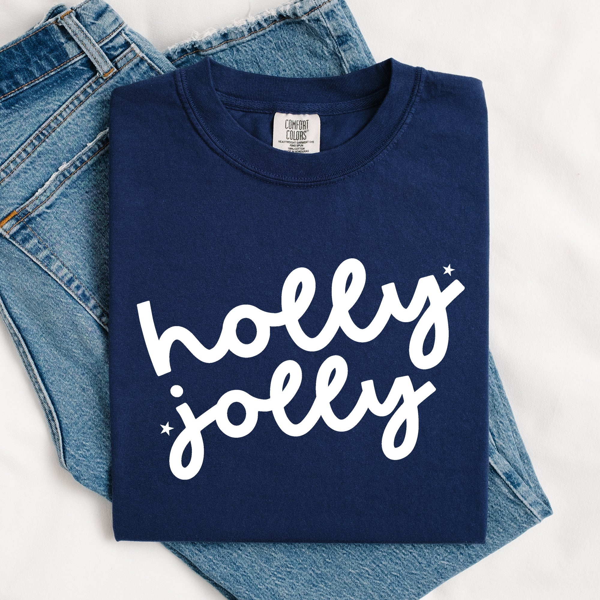 Holly Jolly Retro Christmas Classic Winter Santa Xmas Holiday Cheer Comfort Colors Tee