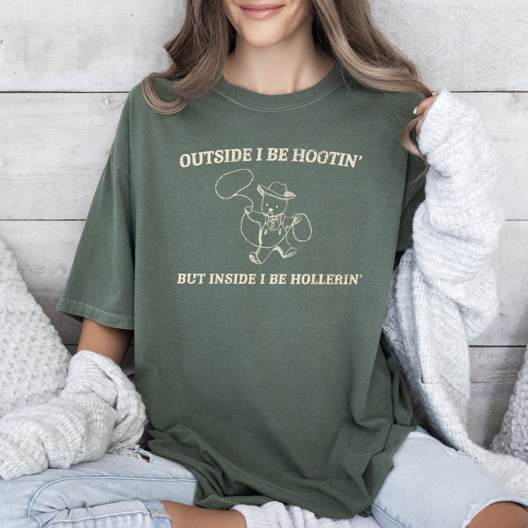 Hootin Hollerin Bear Meme That Cracks Up The Crew For A Classic Comfort Colors Tee