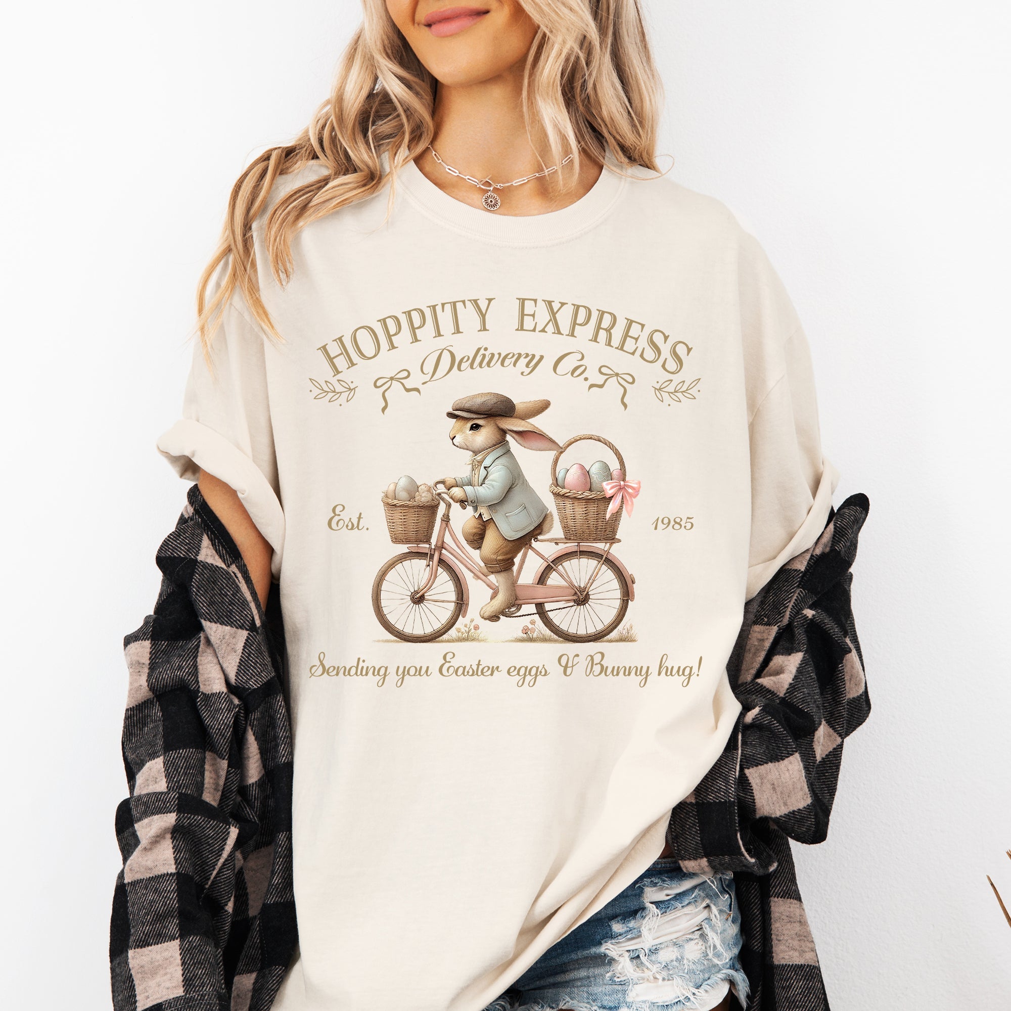 Hoppity Express Adorable Easter Bunny Jesus Rabbit Holiday T-Shirt Comfort Colors Tee