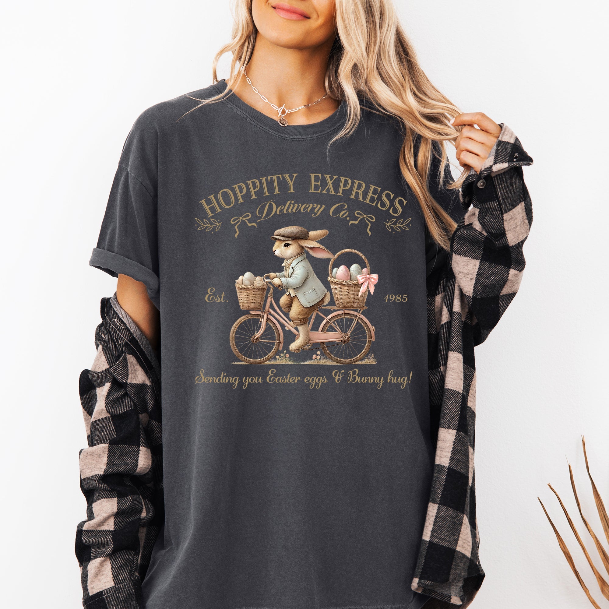 Hoppity Express Adorable Easter Bunny Jesus Rabbit Holiday T-Shirt Comfort Colors Tee