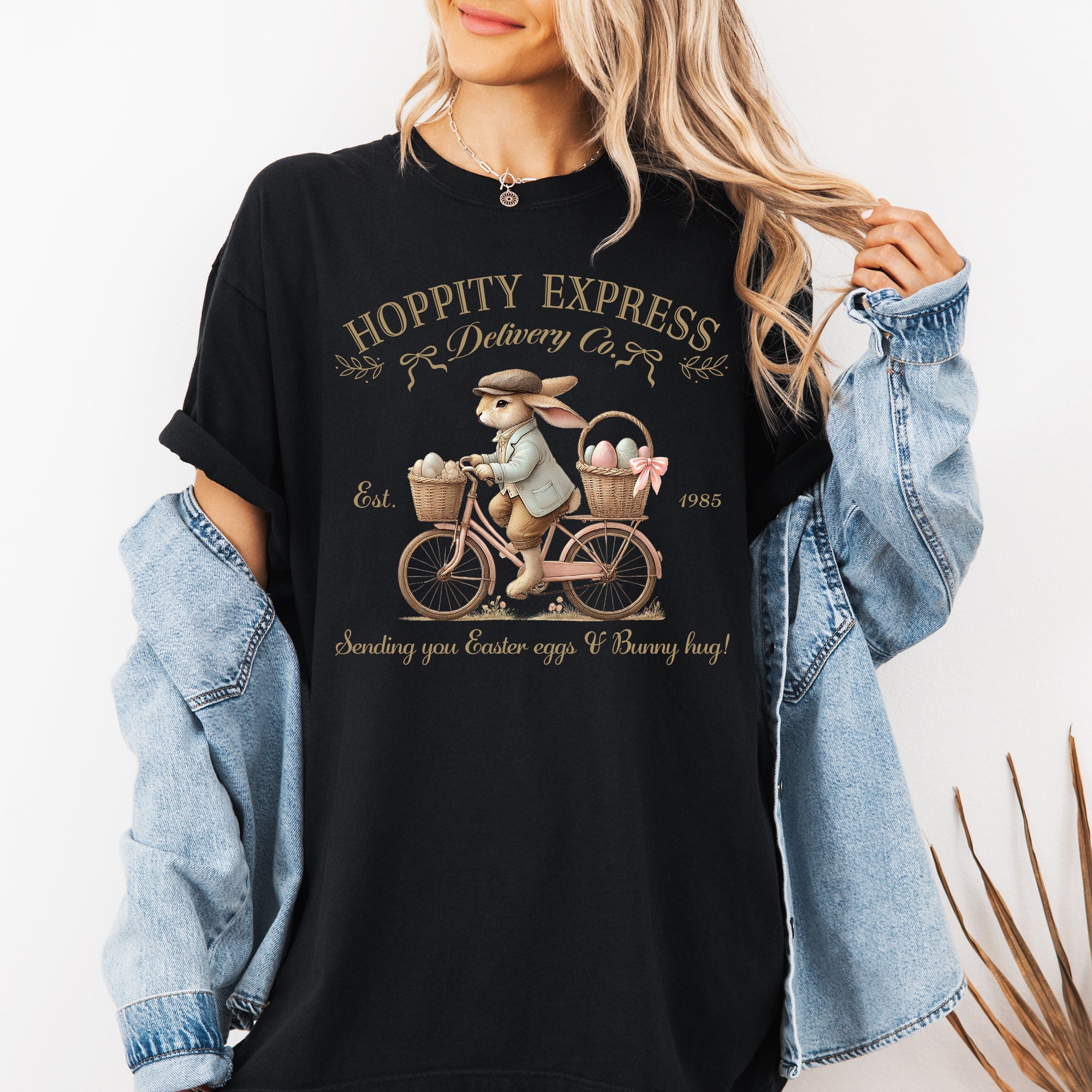 Hoppity Express Adorable Easter Bunny Jesus Rabbit Holiday T-Shirt Comfort Colors Tee