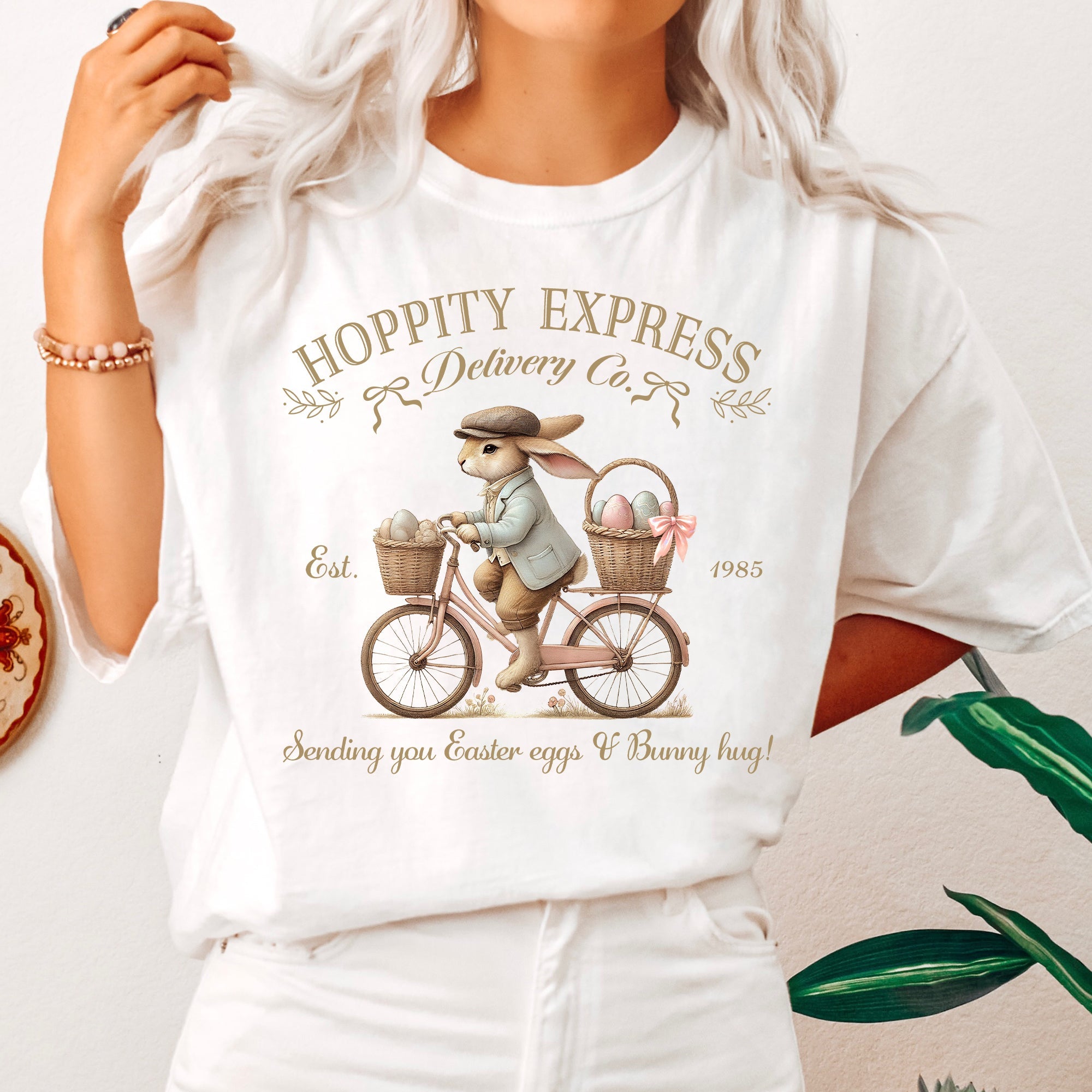 Hoppity Express Adorable Easter Bunny Jesus Rabbit Holiday T-Shirt Comfort Colors Tee