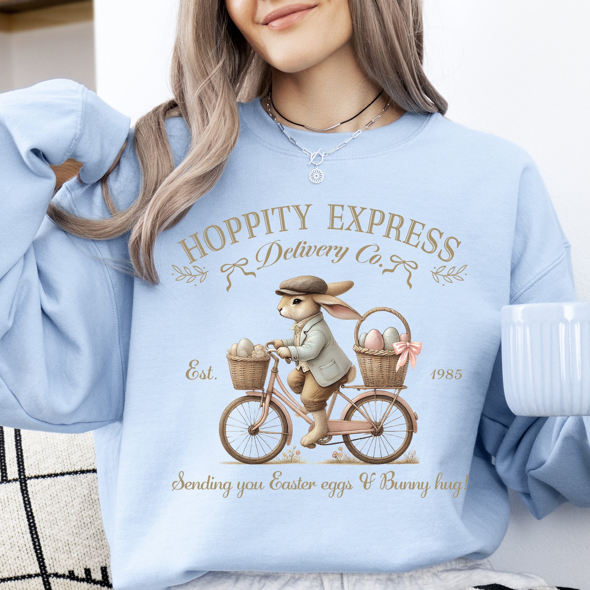 Hoppity Express Festive Easter Bunny Jesus Rabbit Cozy Holiday Family Celebration Joyful Sweatshirt