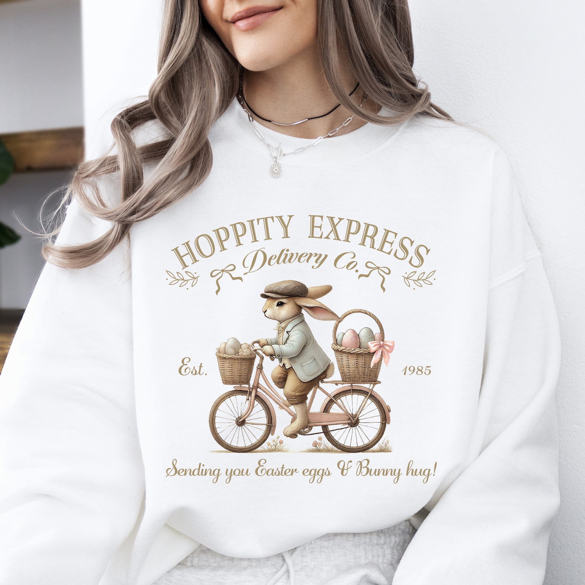 Hoppity Express Festive Easter Bunny Jesus Rabbit Cozy Holiday Family Celebration Joyful Sweatshirt