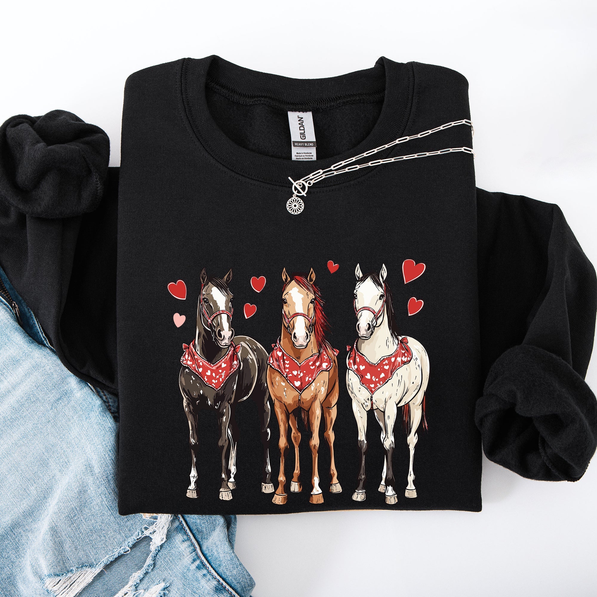 Horses, Western, Valentine's Day, Classic, Country, Cowboy, Cowgirl, Rodeo Sweatshirt