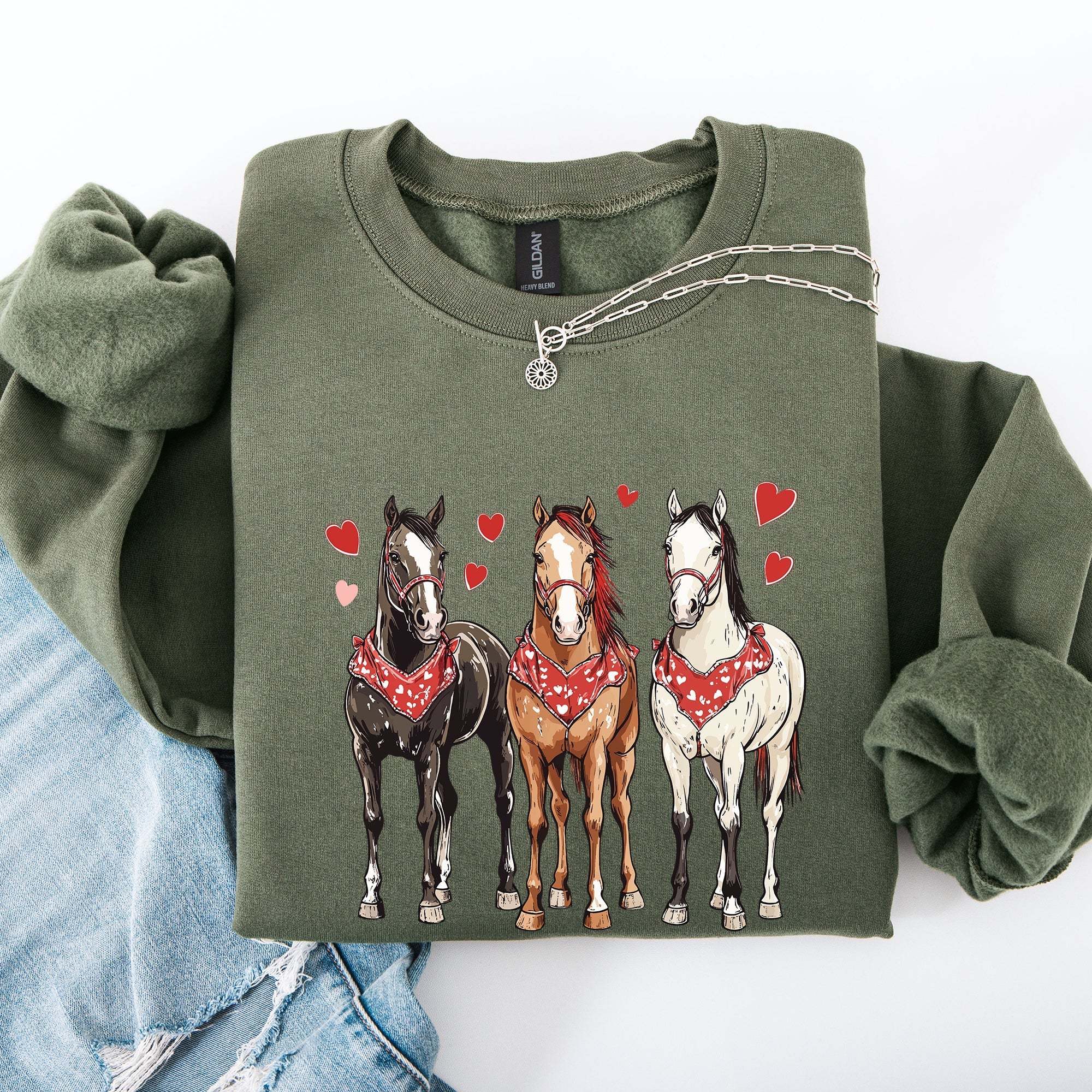 Horses, Western, Valentine's Day, Classic, Country, Cowboy, Cowgirl, Rodeo Sweatshirt