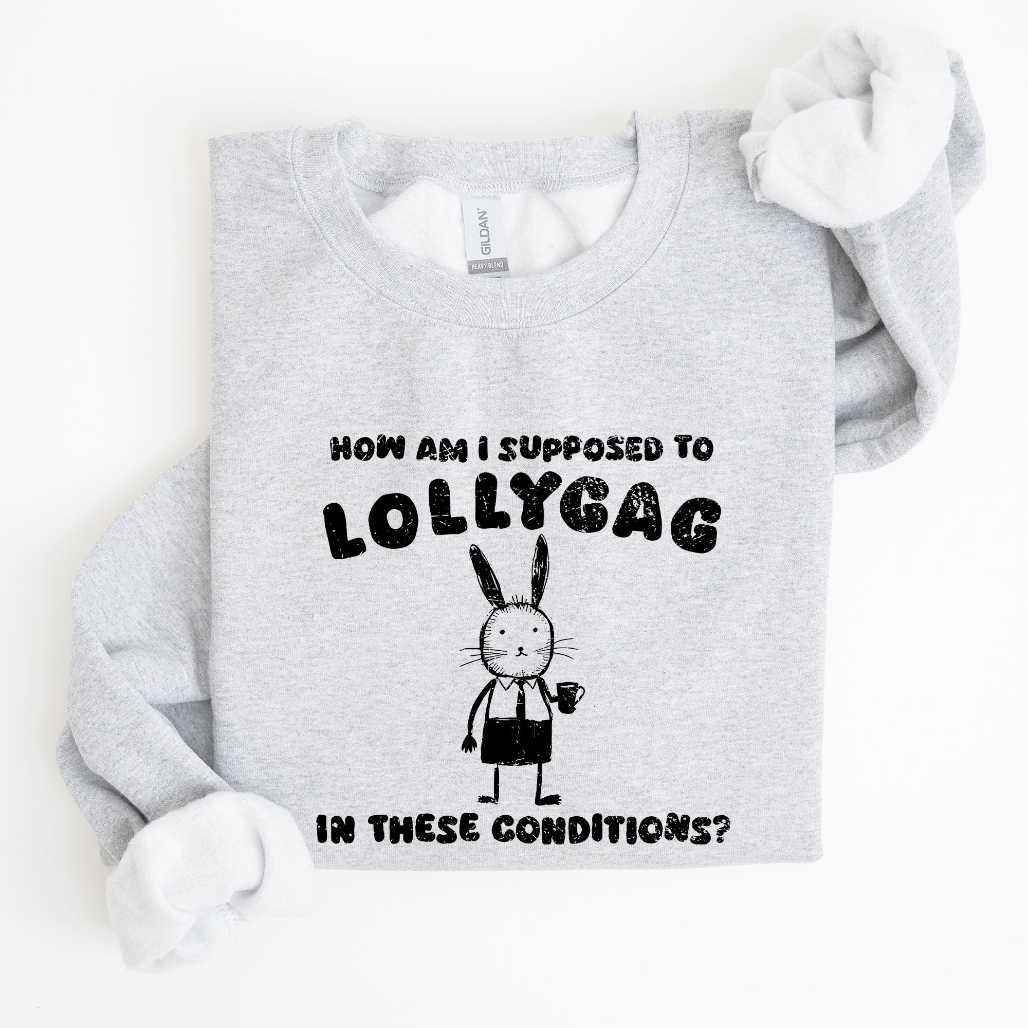How Am I Supposed To Lollygag Rabbit Bunny Meme Illustration For All Memes Sweatshirt