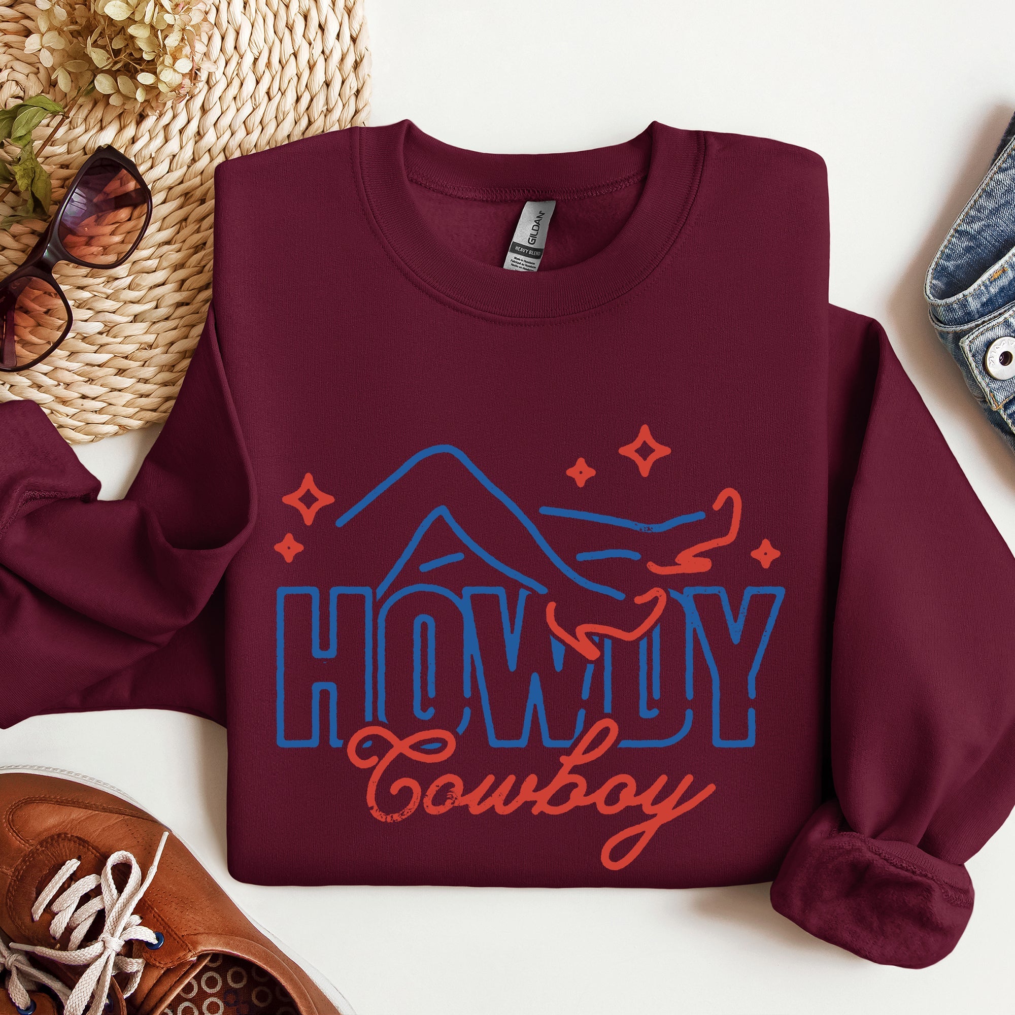 Howdy Cowboy Neon Las Vegas Retro Western Country Icons Neon Nights Edition Sweatshirt