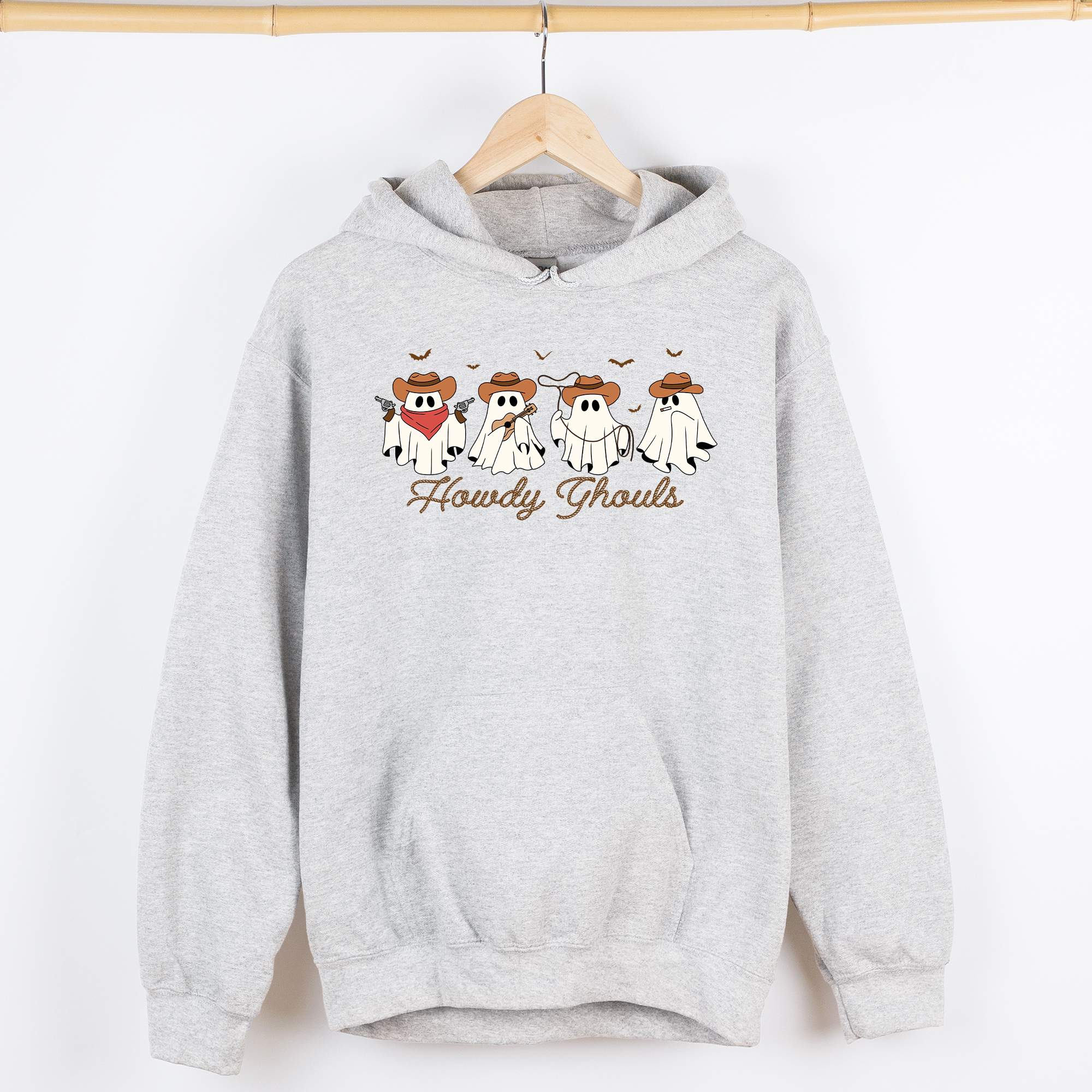 Howdy Ghouls Cowboy Ghosts Western Halloween Haunted Frontier Vintage Edition Graphic Hoodie
