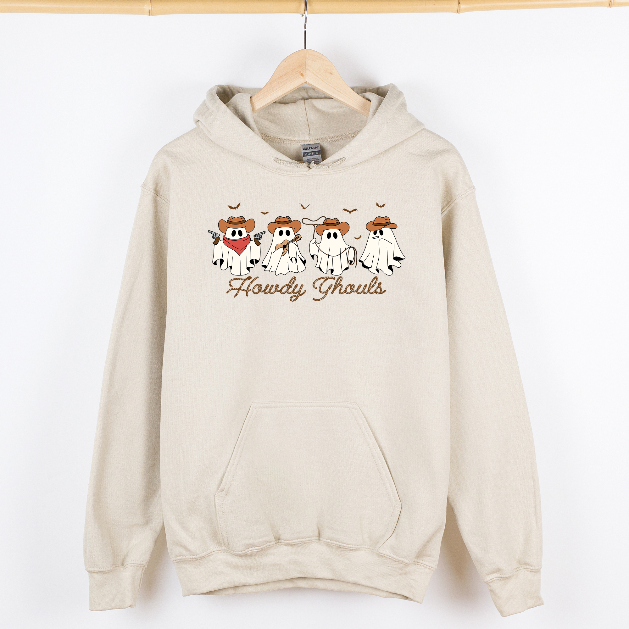 Howdy Ghouls Cowboy Ghosts Western Halloween Haunted Frontier Vintage Edition Graphic Hoodie
