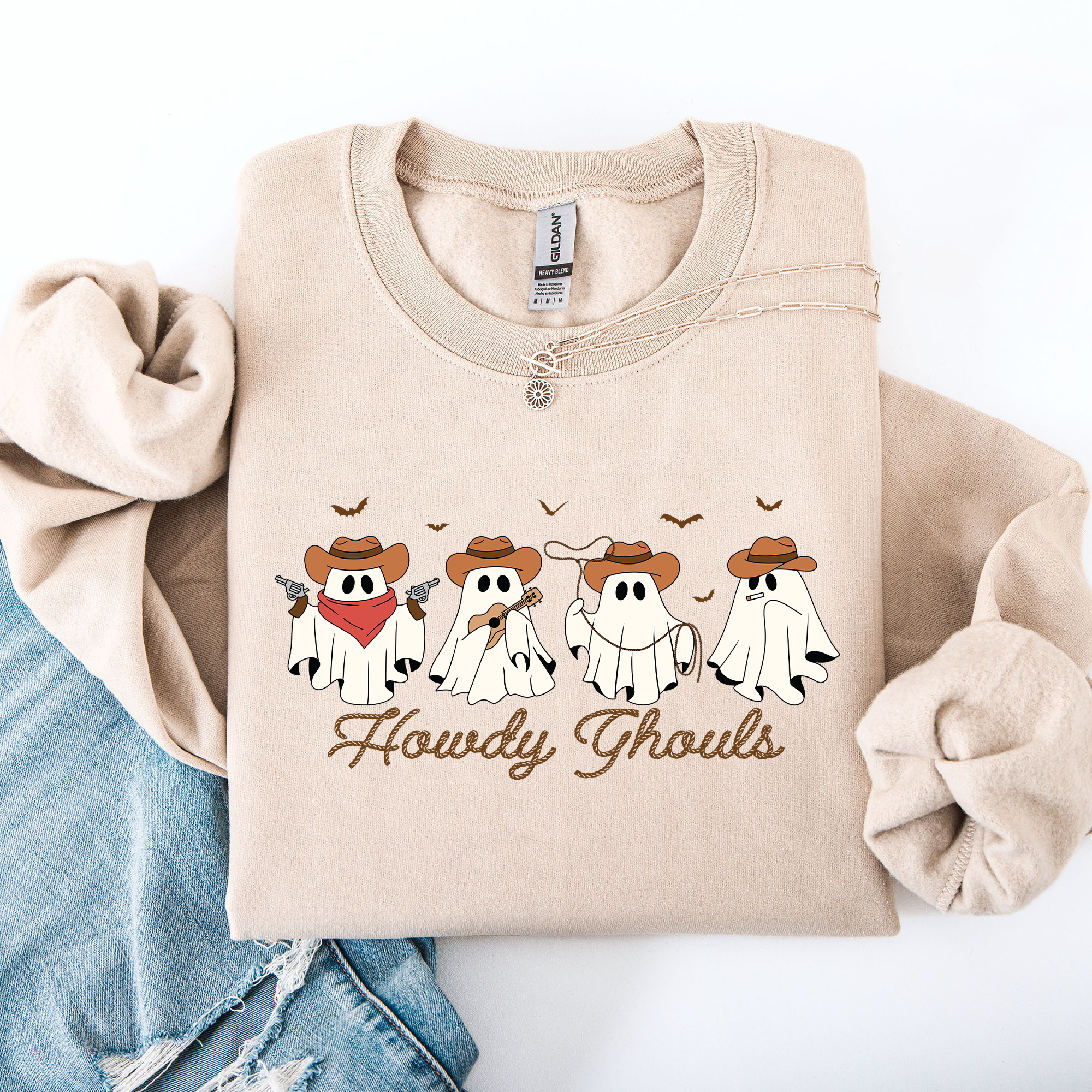 Howdy Ghouls, Cowboy Ghosts, Western, Halloween Sweatshirt