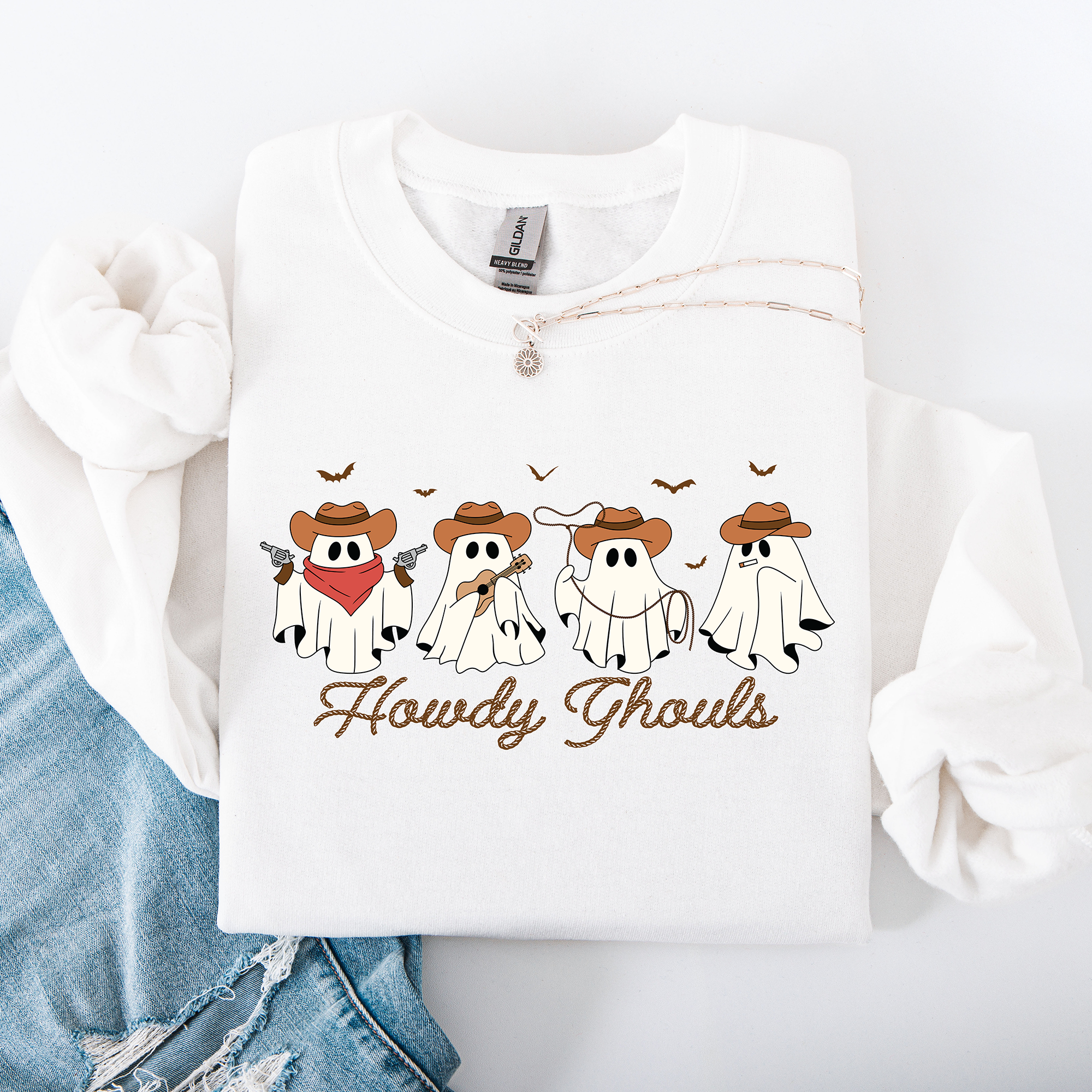 Howdy Ghouls, Cowboy Ghosts, Western, Halloween Sweatshirt