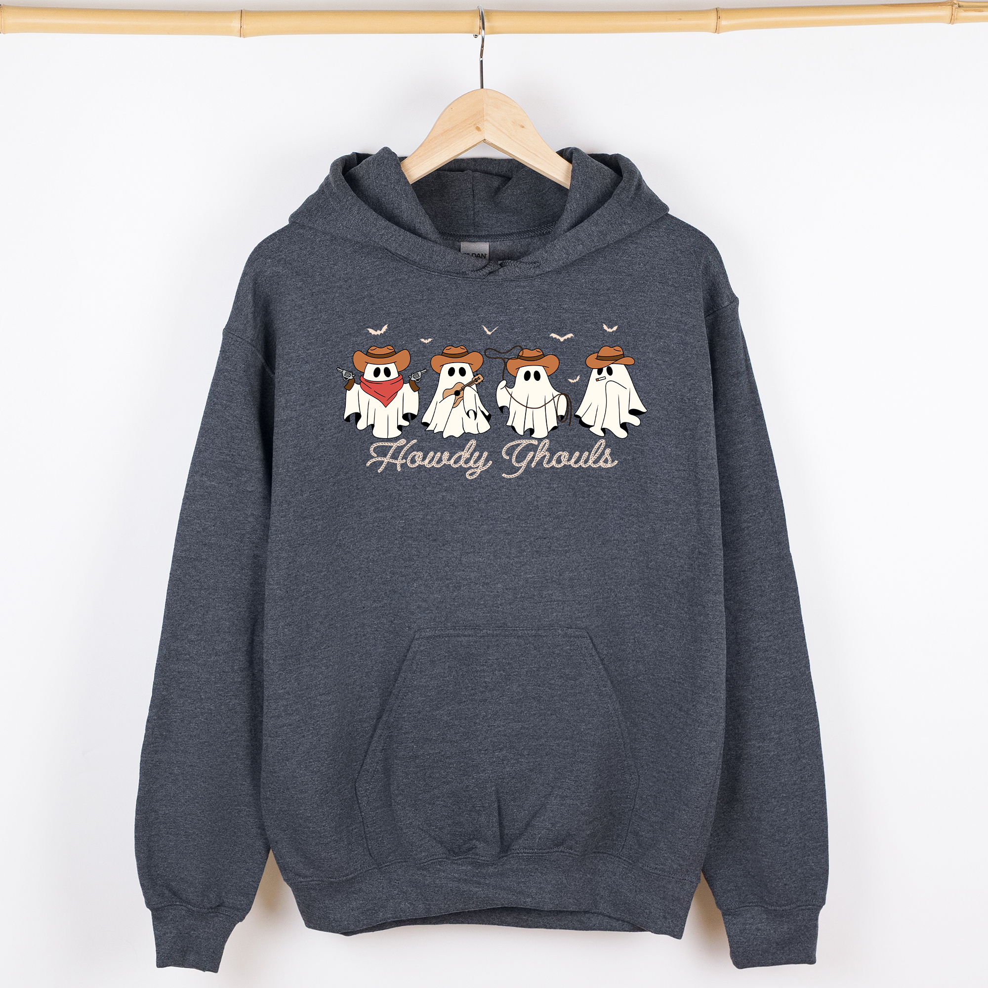 Howdy Ghouls Cowboy Ghosts Western Halloween Haunted Frontier Vintage Edition Graphic Hoodie