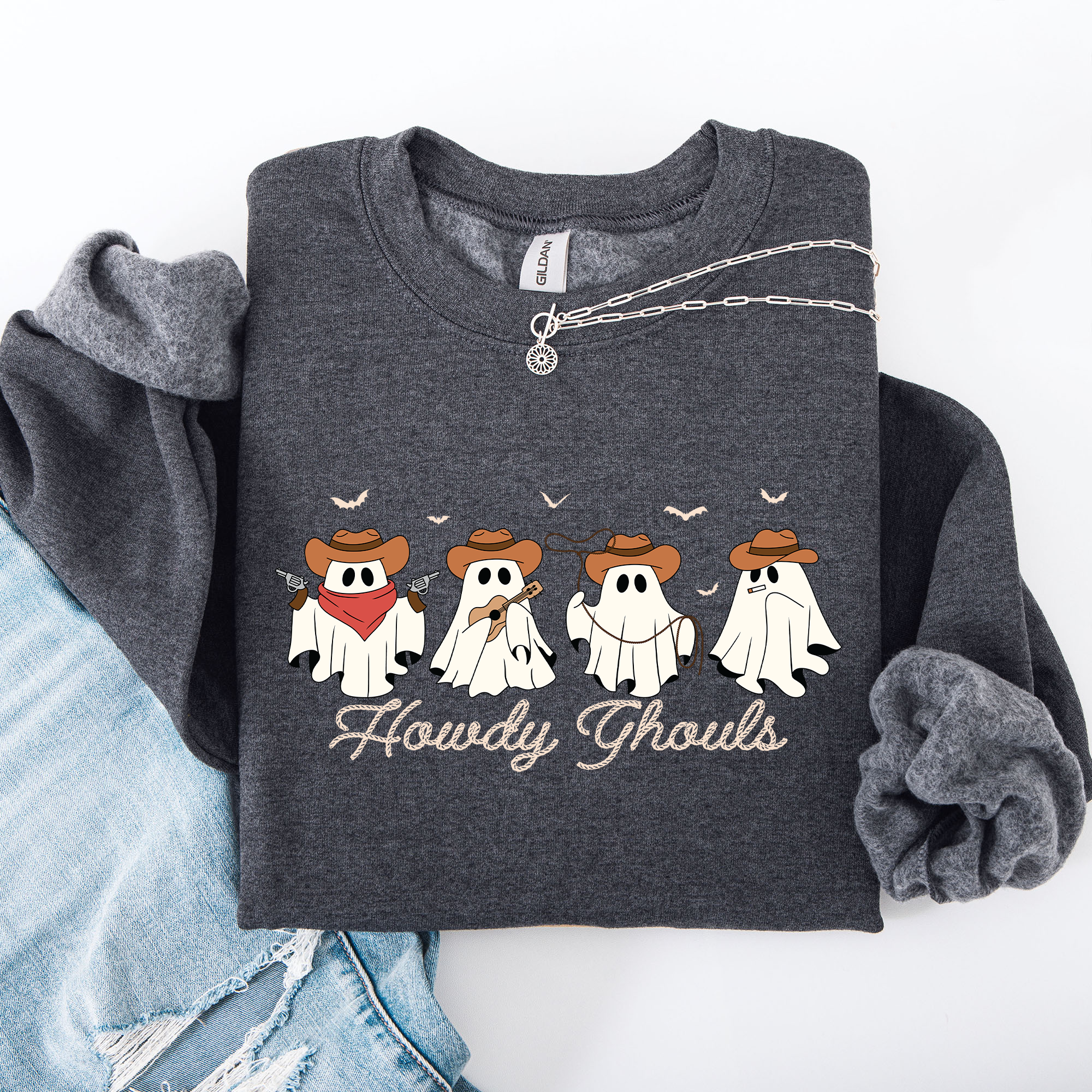 Howdy Ghouls, Cowboy Ghosts, Western, Halloween Sweatshirt