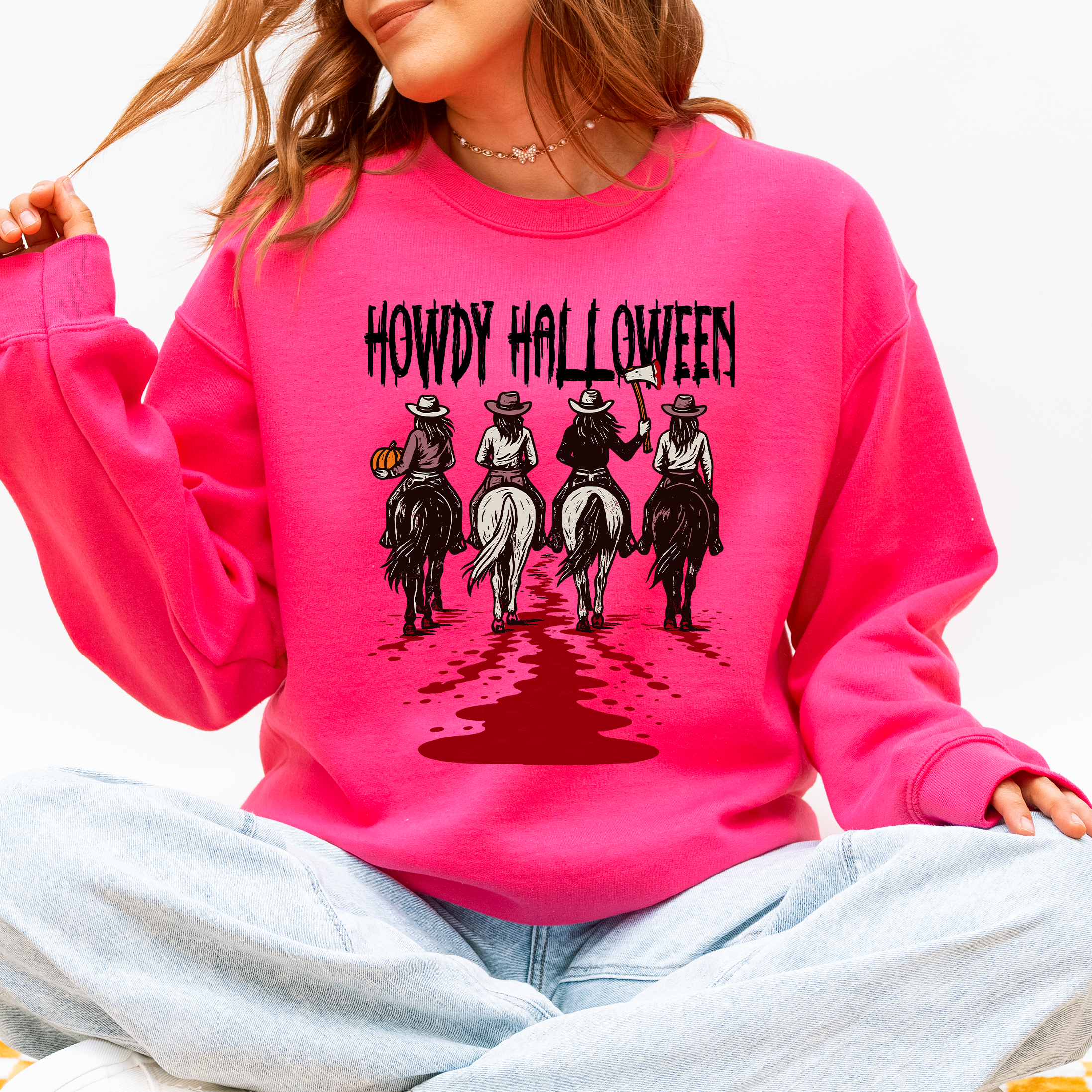 Howdy Halloween Cowgirls Western Spooky Vintage Inspired Parade Edition Sweatshirt