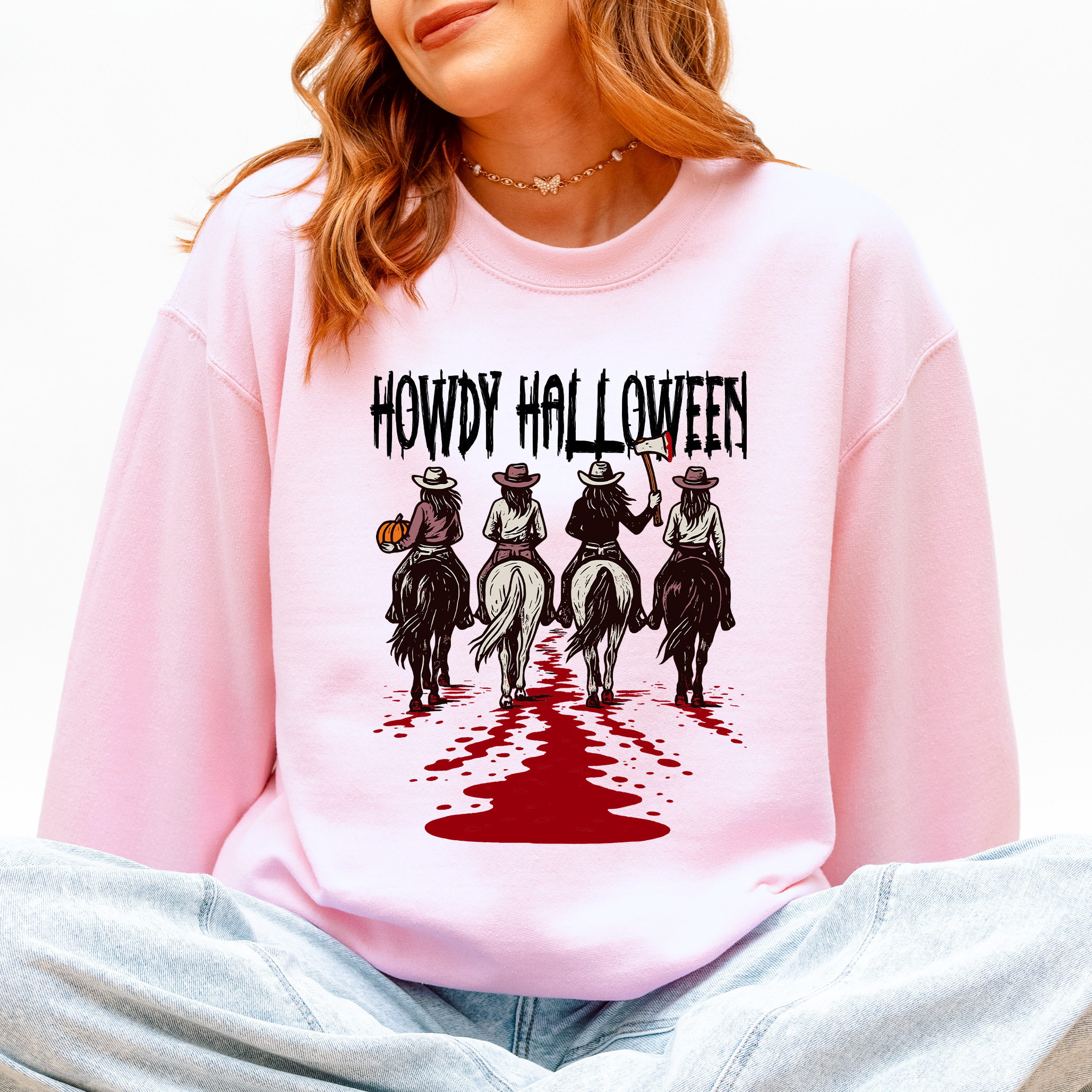 Howdy Halloween Cowgirls Western Spooky Vintage Inspired Parade Edition Sweatshirt