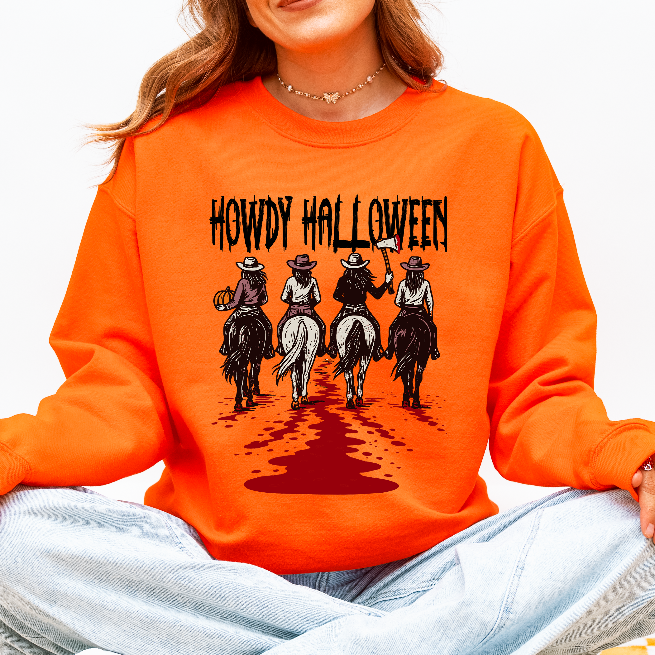 Howdy Halloween Cowgirls Western Spooky Vintage Inspired Parade Edition Sweatshirt