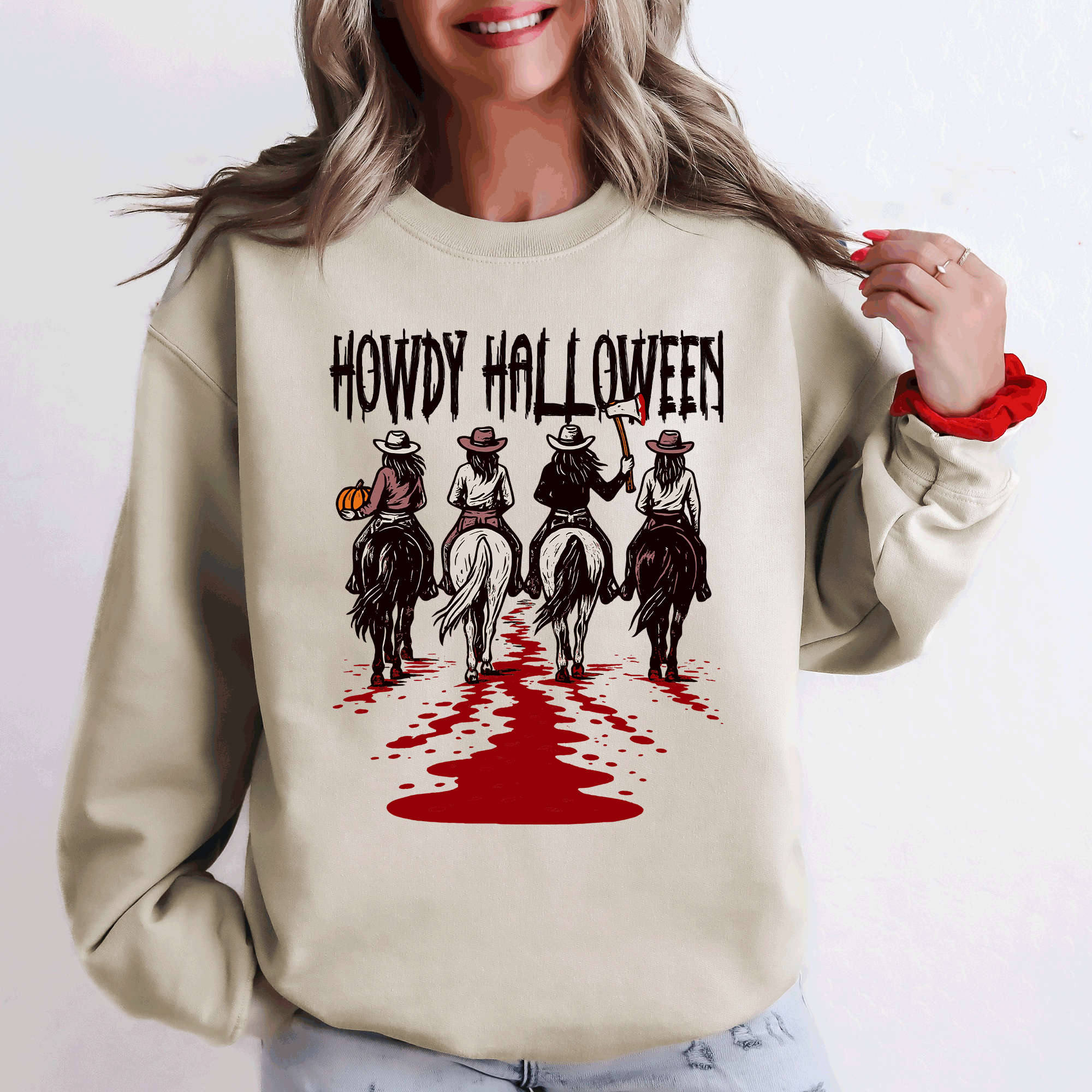 Howdy Halloween Cowgirls Western Spooky Vintage Inspired Parade Edition Sweatshirt