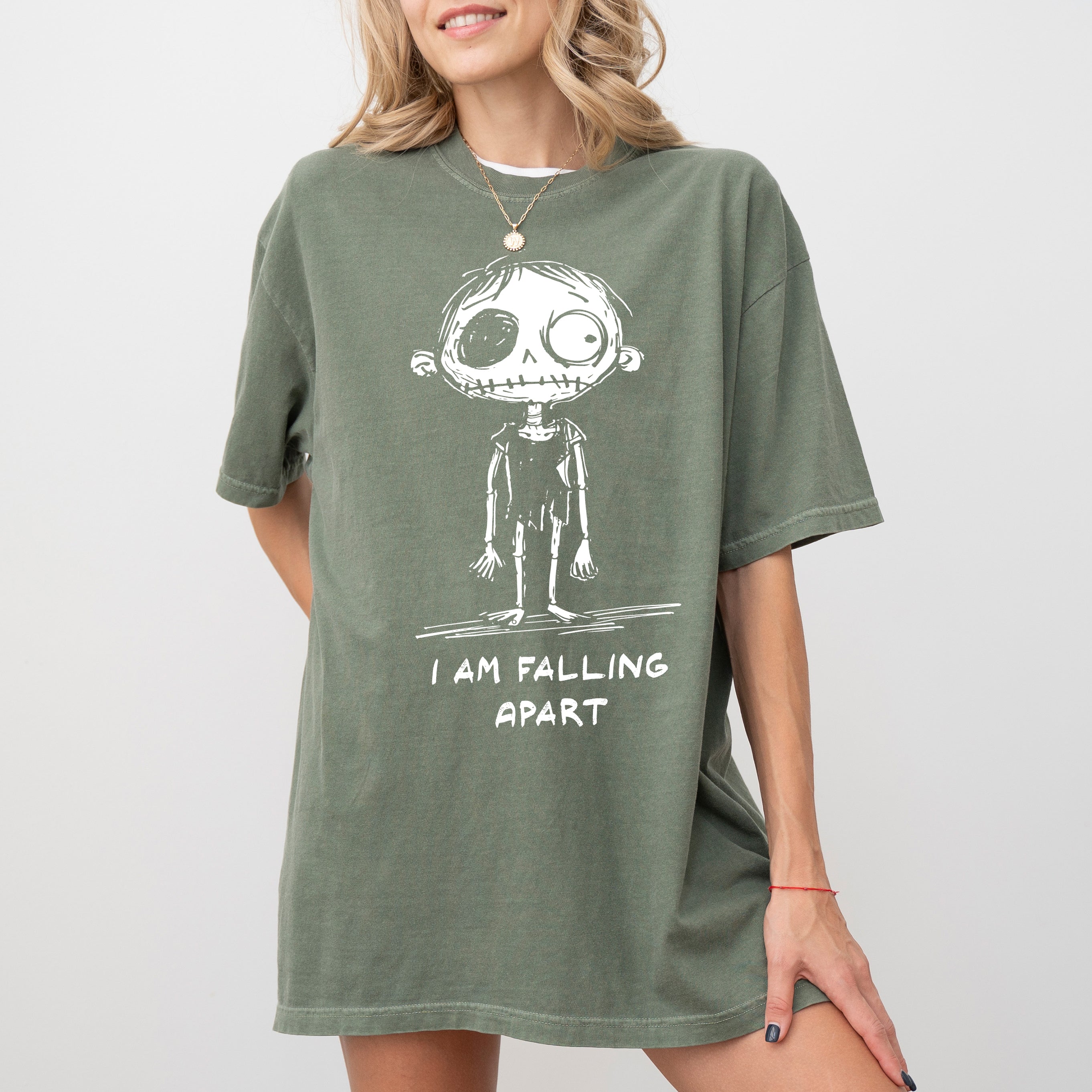 I Am Falling Apart Zombie Halloween Witch Skeleton Meme Mental Health Comfort Colors Tee