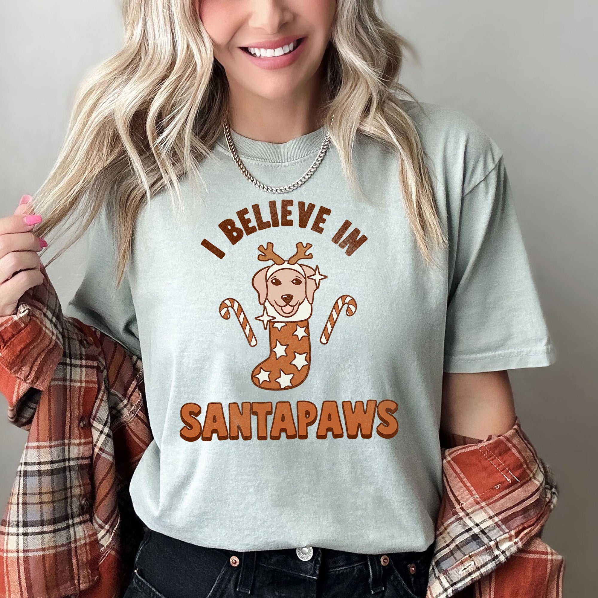 I Believe In Santa Dog Lover Pets Christmas Holiday Edition Premium Vintage Style Comfort Colors Tee