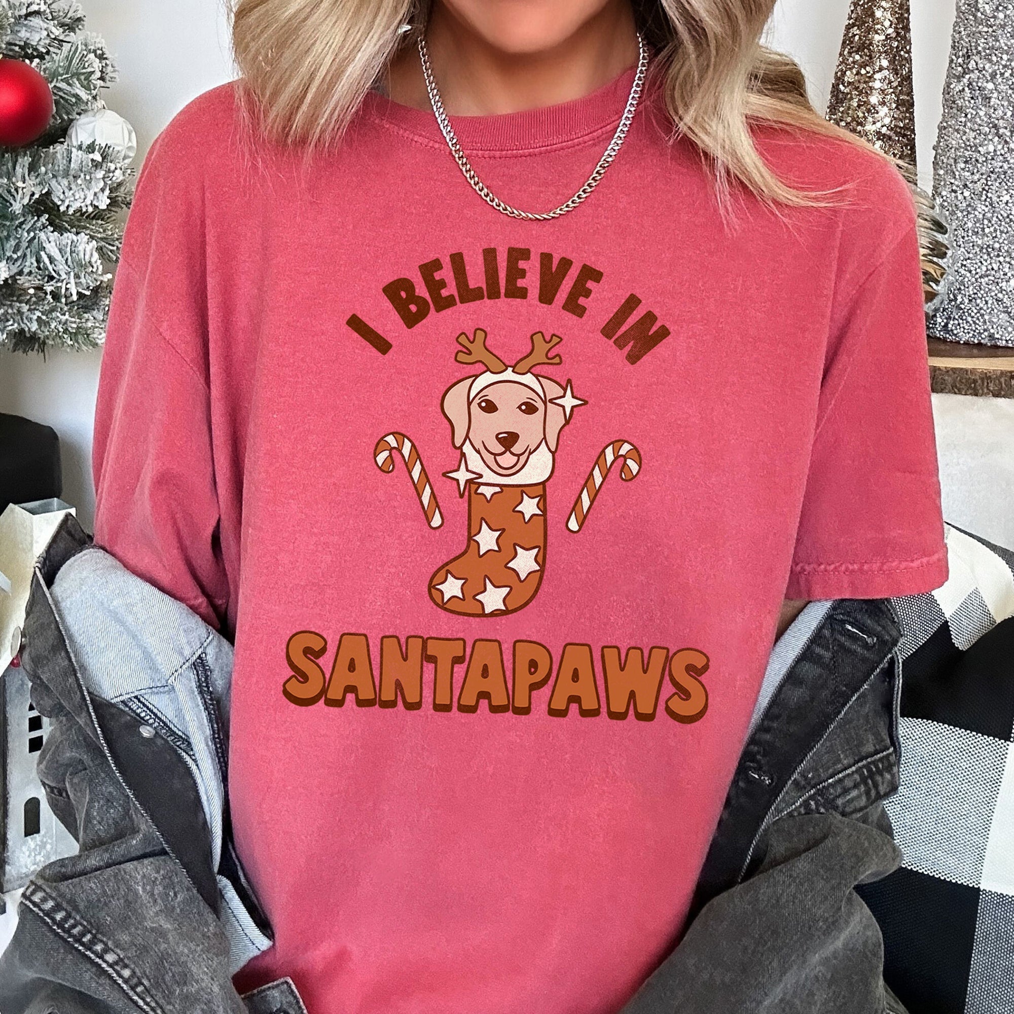I Believe In Santa Dog Lover Pets Christmas Holiday Edition Premium Vintage Style Comfort Colors Tee