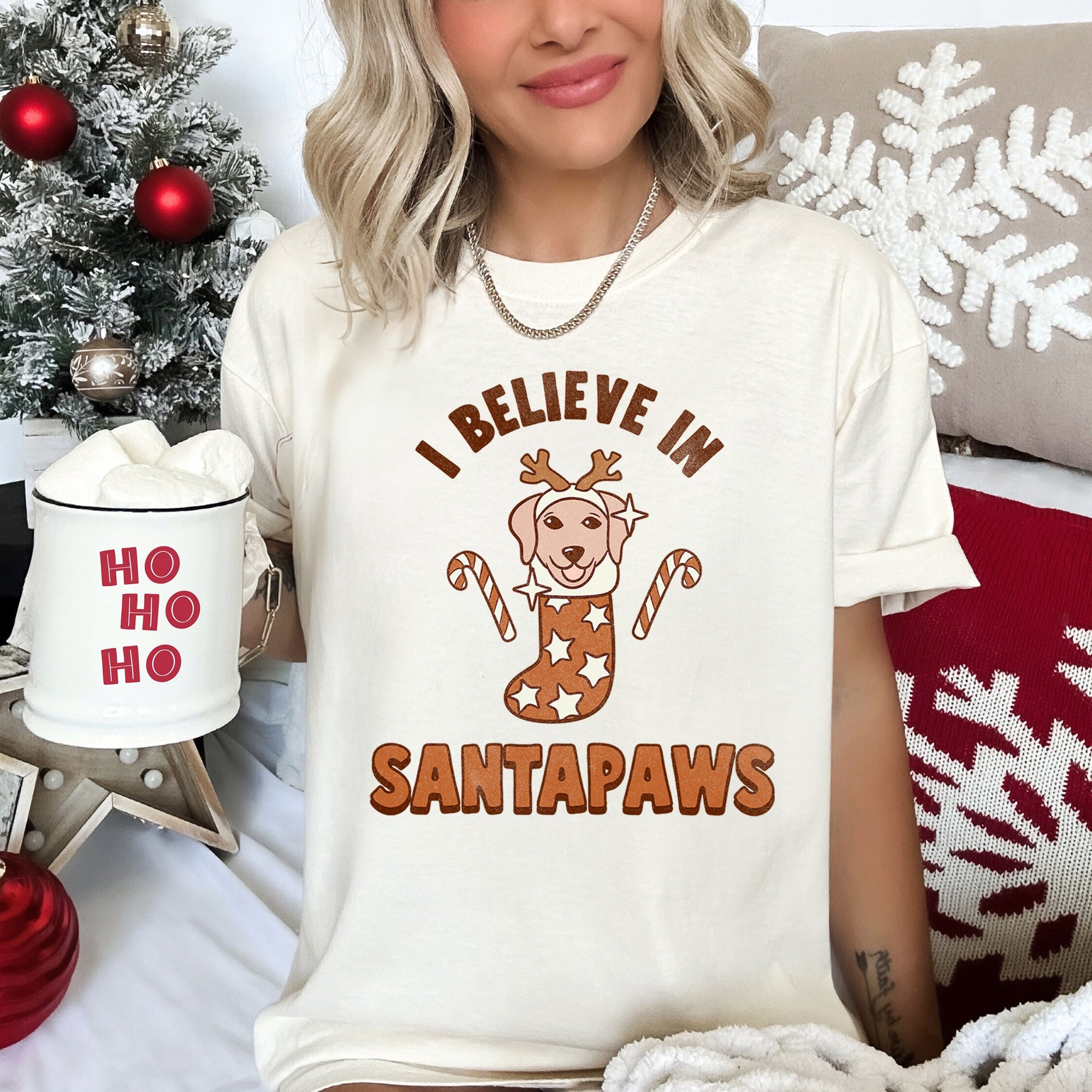 I Believe In Santa Dog Lover Pets Christmas Holiday Edition Premium Vintage Style Comfort Colors Tee