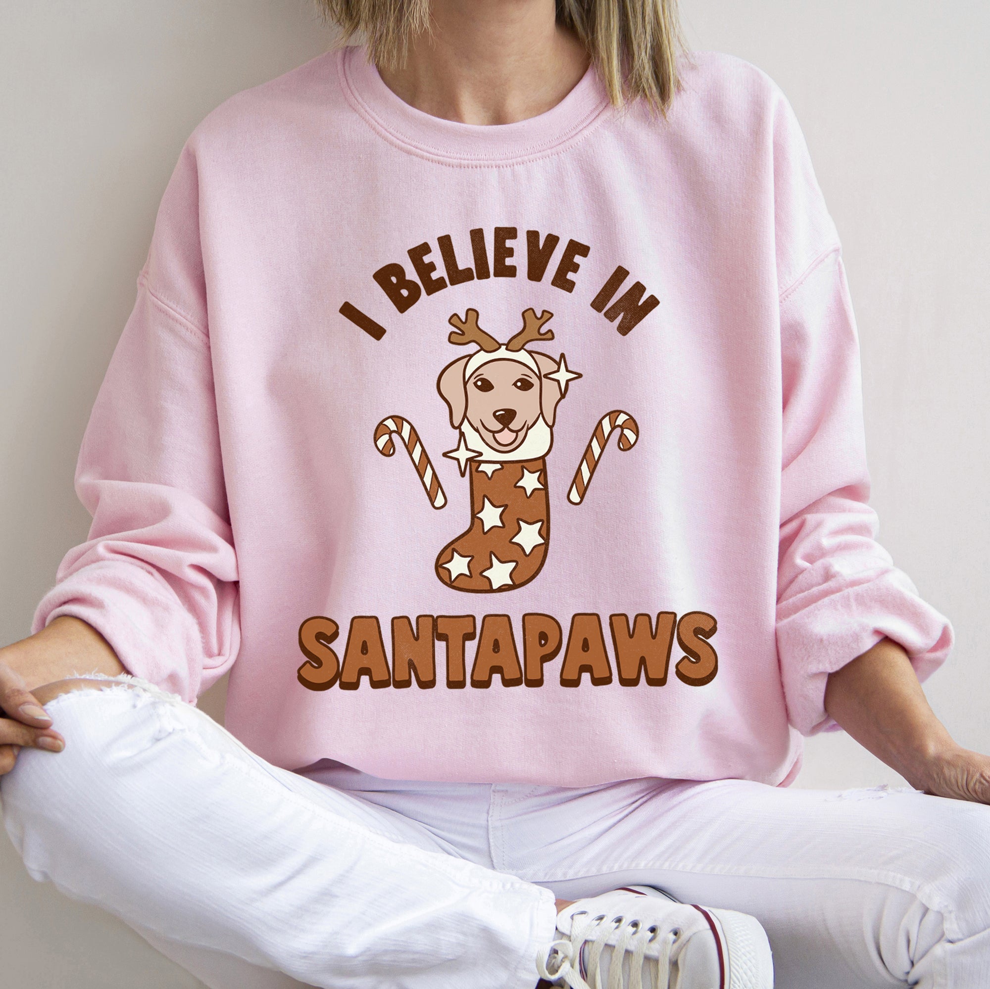 I Believe In Santa, Dog Lover Christmas Cozy Fleece Festive Message Holiday Favorite Sweatshirt