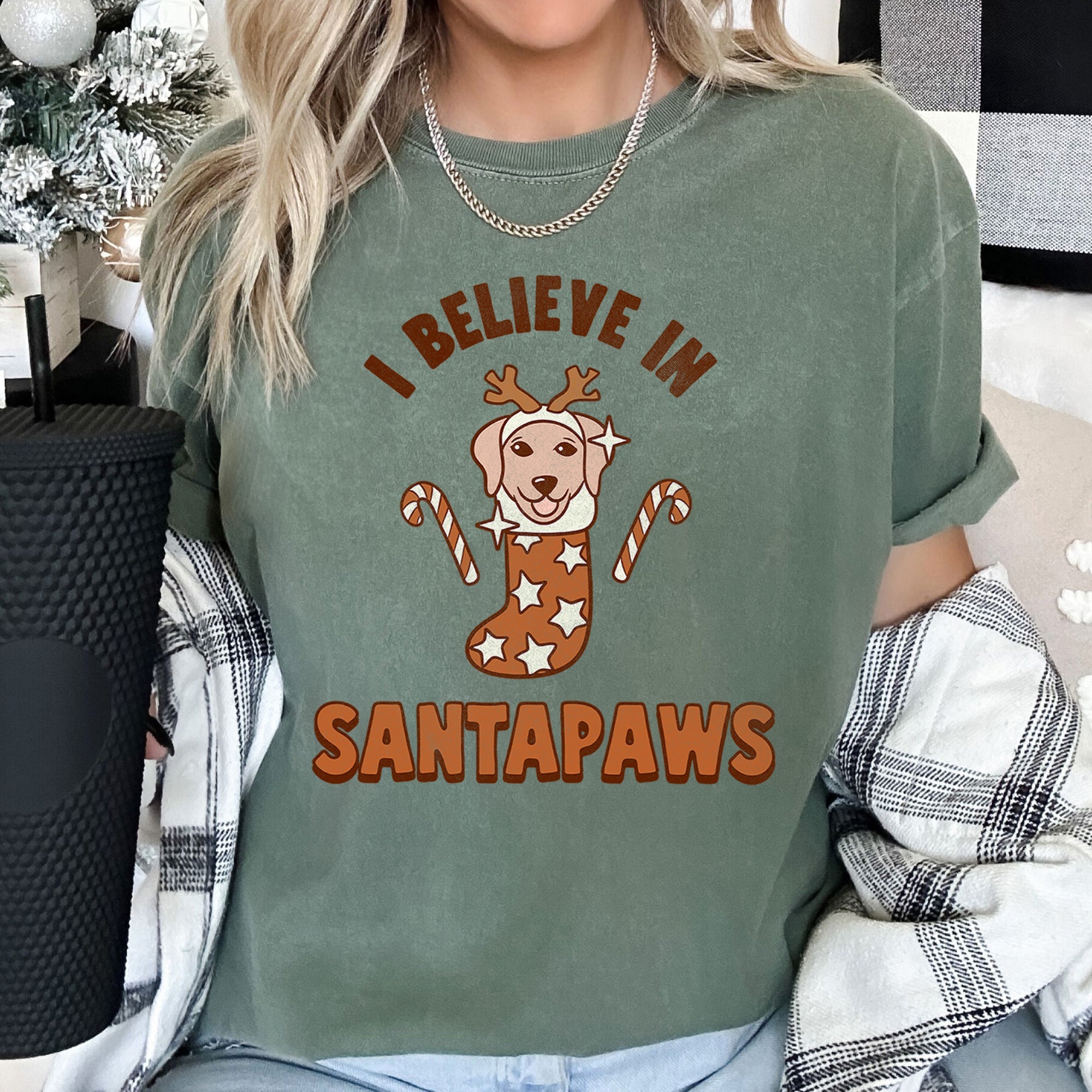 I Believe In Santa Dog Lover Pets Christmas Holiday Edition Premium Vintage Style Comfort Colors Tee