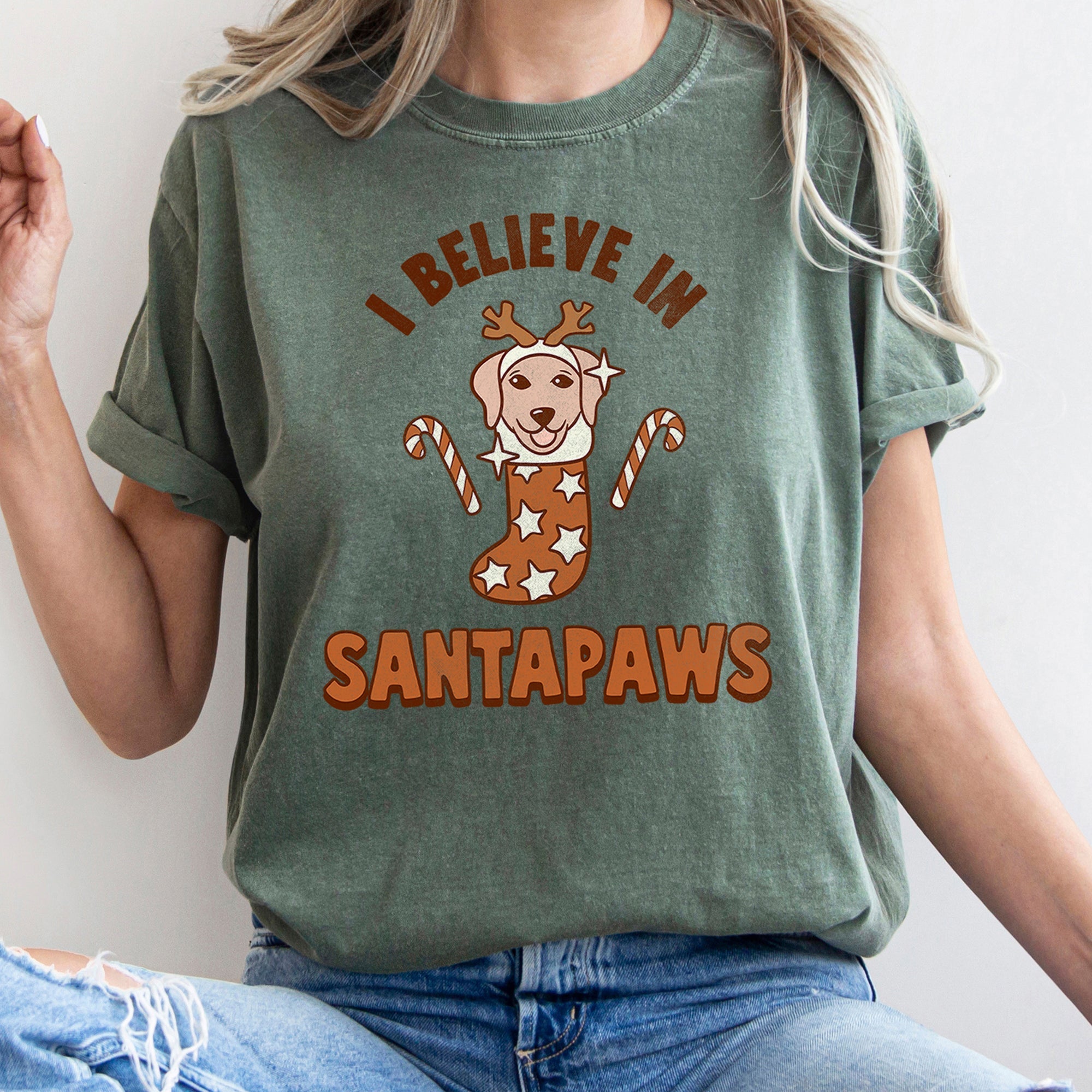 I Believe In Santa Dog Lover Pets Christmas Holiday Edition Premium Vintage Style Comfort Colors Tee