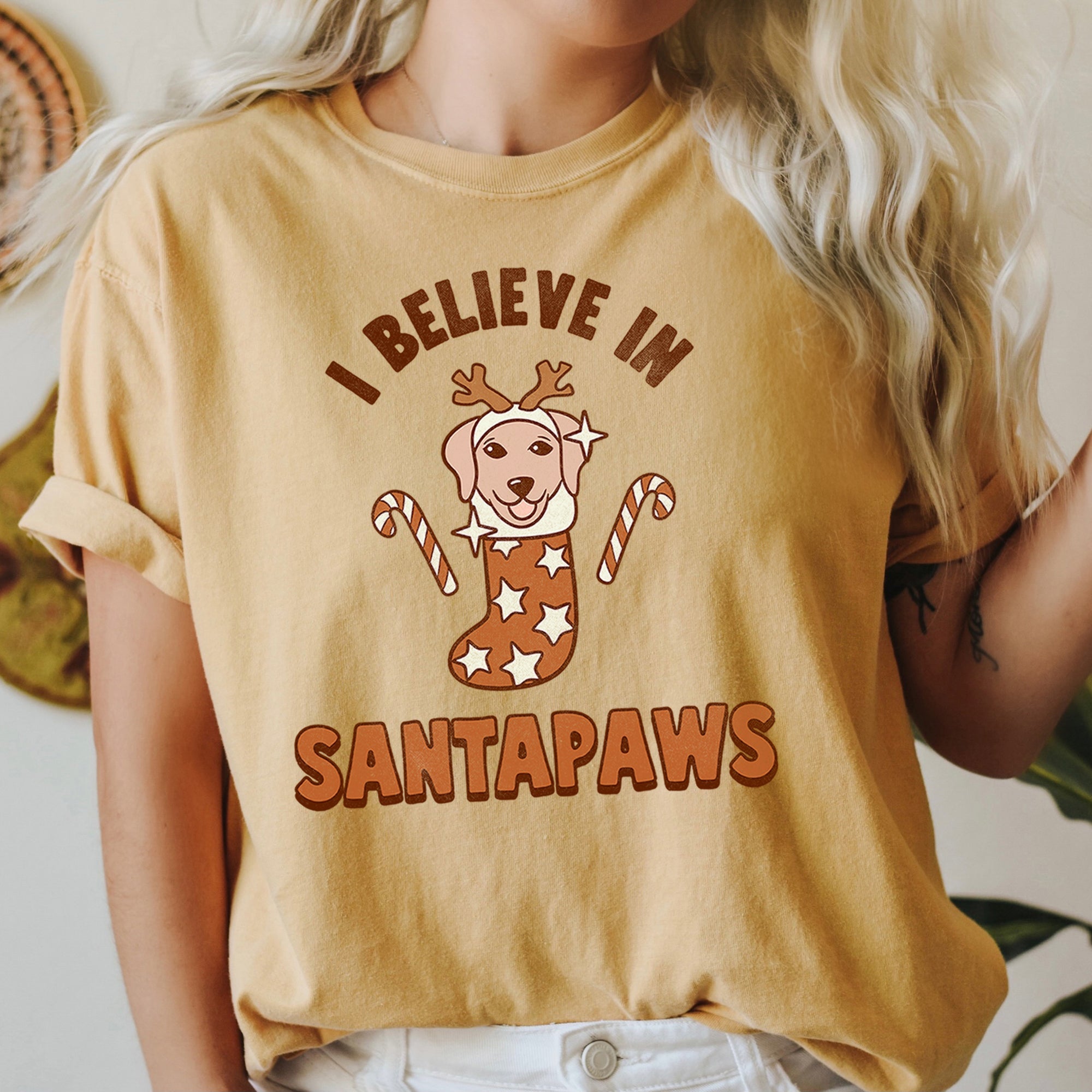 I Believe In Santa Dog Lover Pets Christmas Holiday Edition Premium Vintage Style Comfort Colors Tee