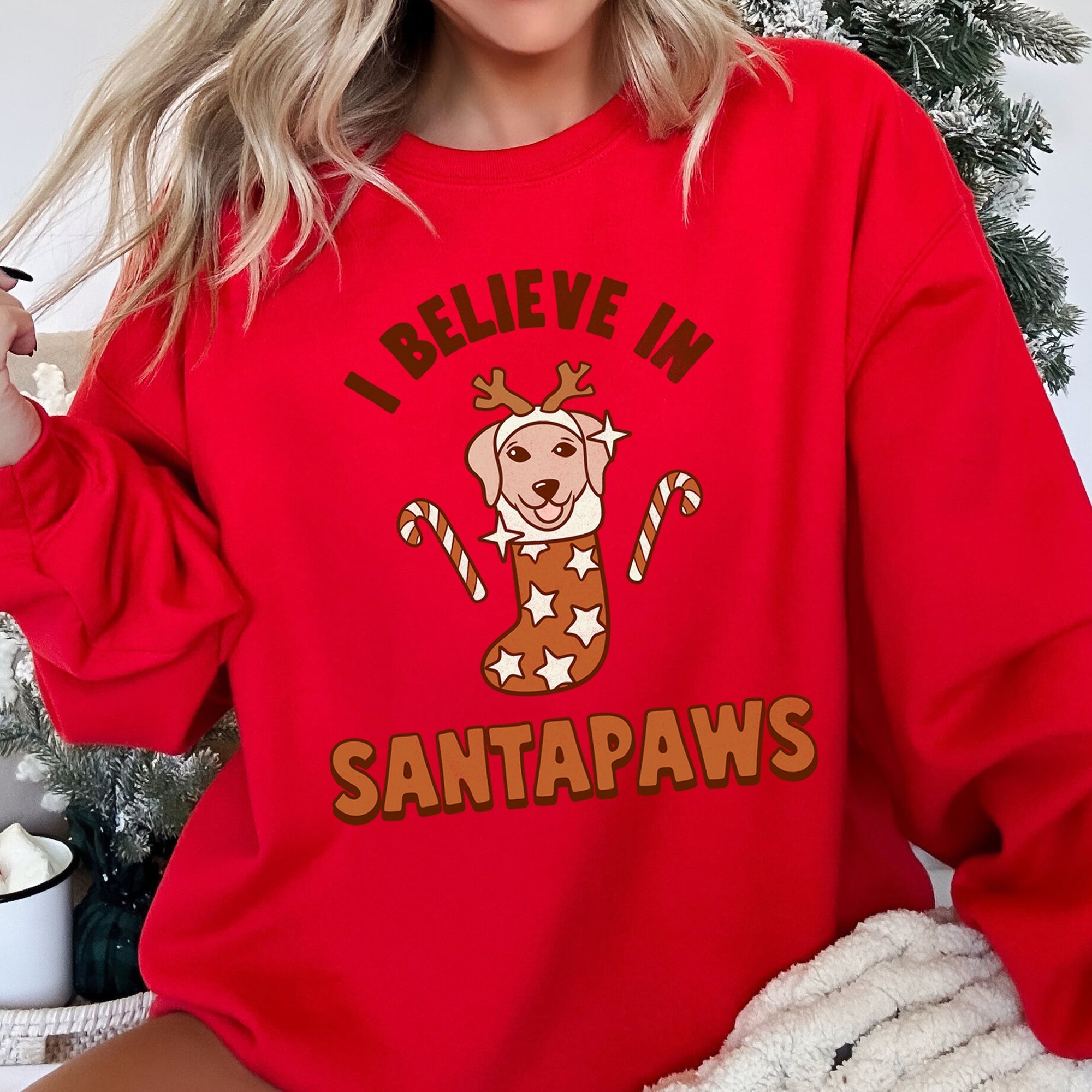 I Believe In Santa, Dog Lover Christmas Cozy Fleece Festive Message Holiday Favorite Sweatshirt