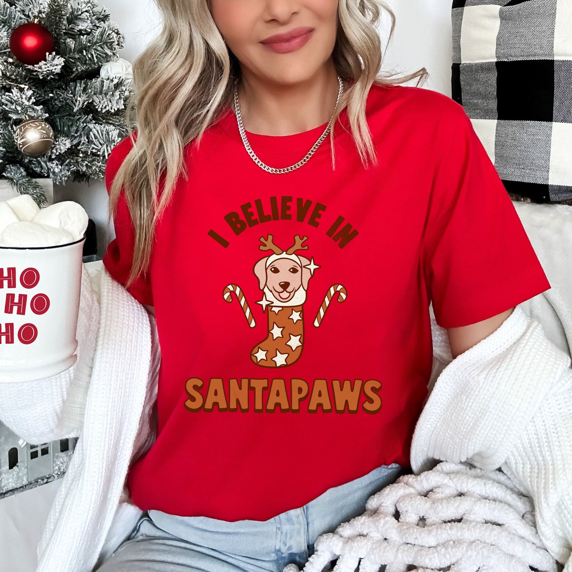 I Believe In Santa Dog Lover Pets Christmas Holiday Cheer For Dog Lovers Graphic Tee
