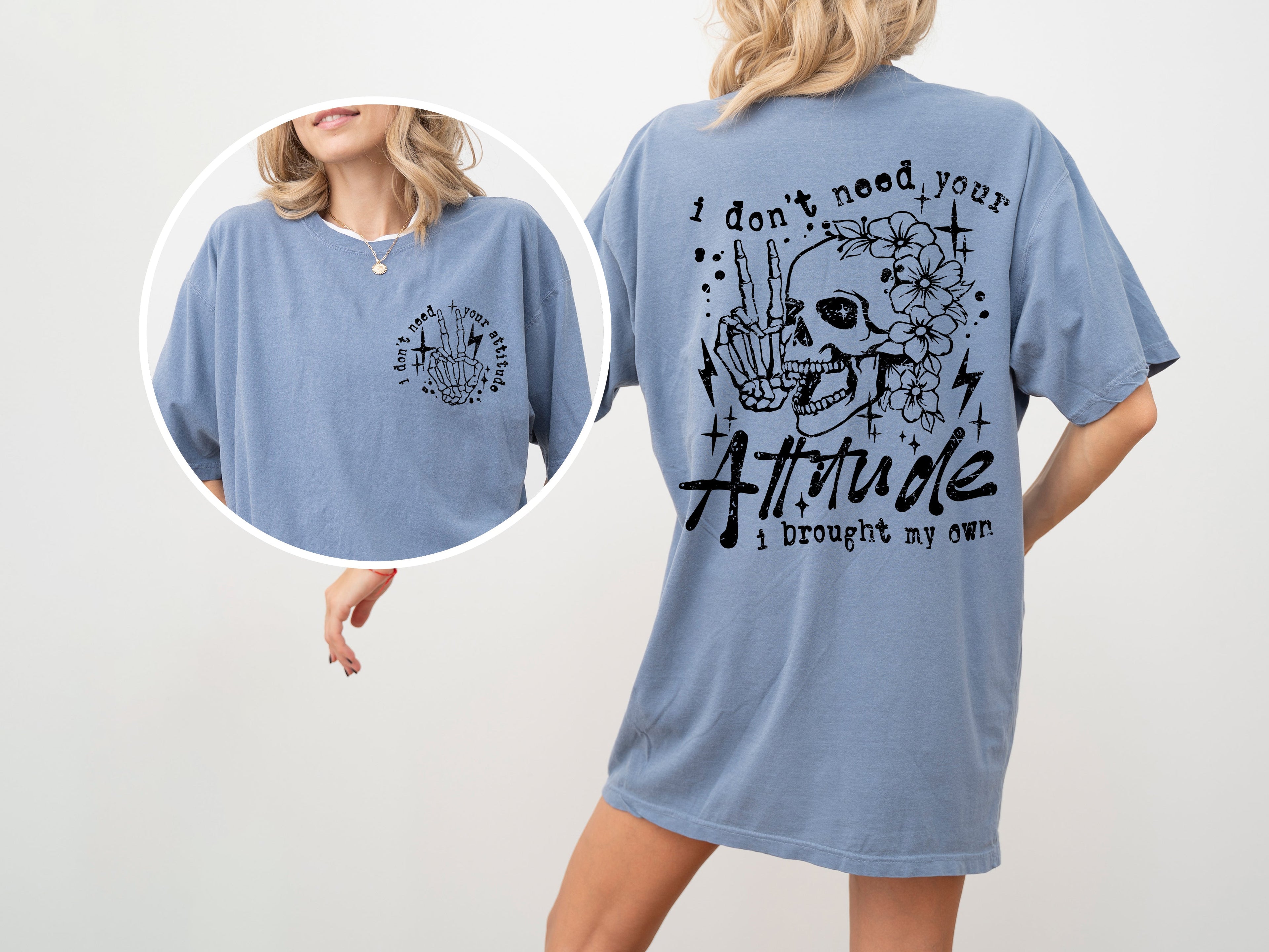 I Don't Need Your Attitude Skeleton Beach Wear Summer Fun Vintage Inspired Comfort Colors Tee