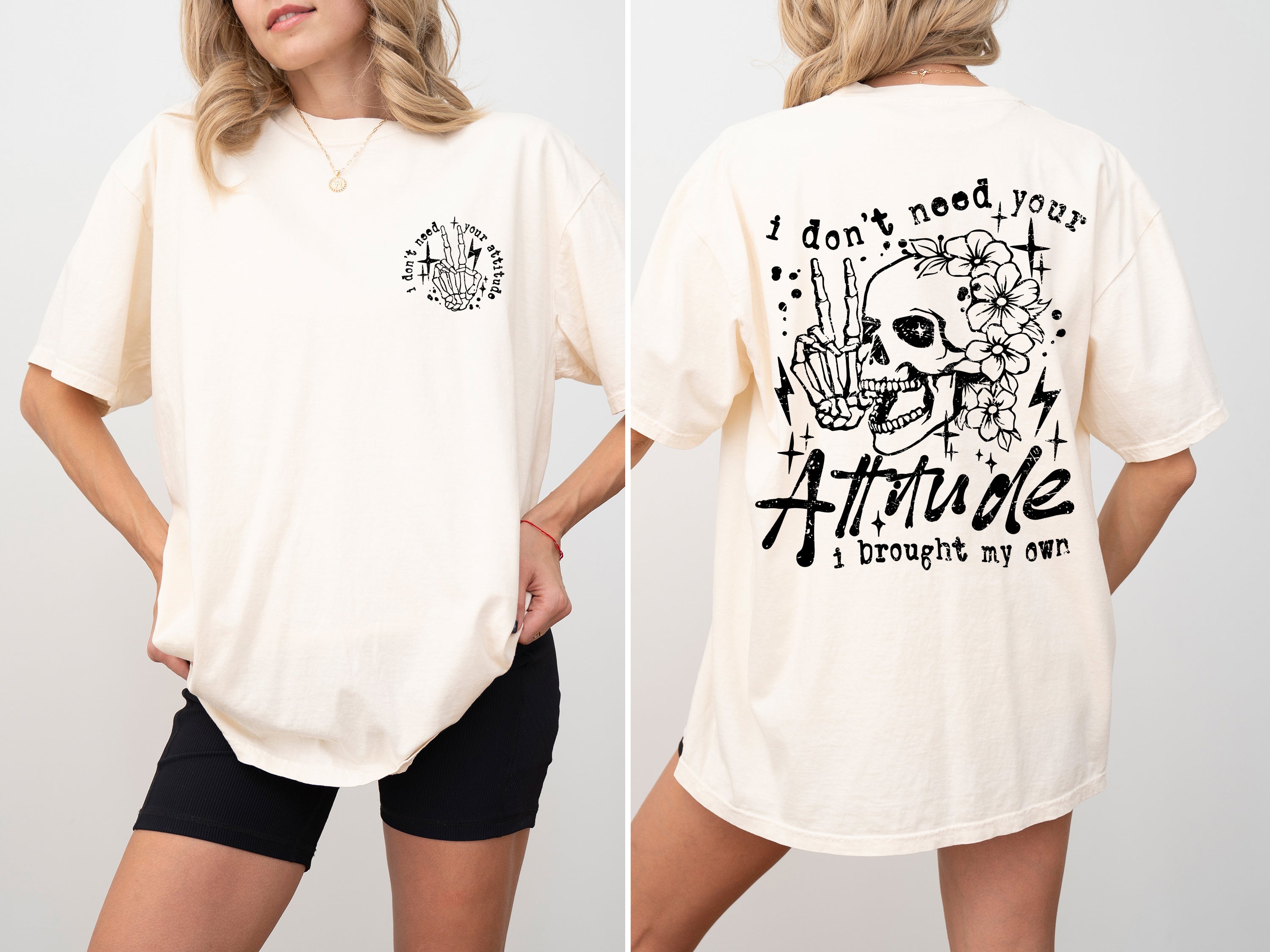 I Don't Need Your Attitude Skeleton Beach Wear Summer Fun Vintage Inspired Comfort Colors Tee