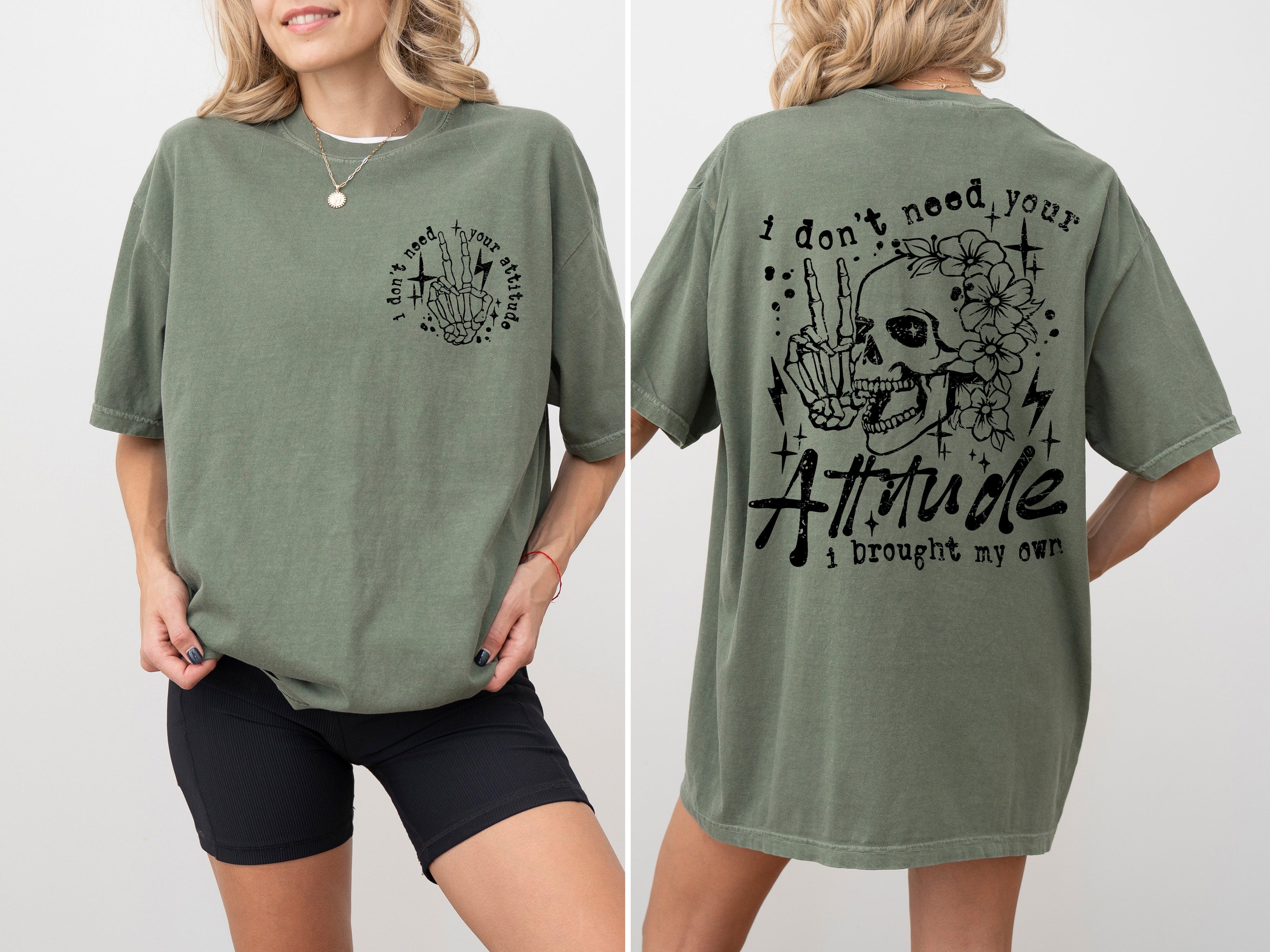 I Don't Need Your Attitude Skeleton Beach Wear Summer Fun Vintage Inspired Comfort Colors Tee
