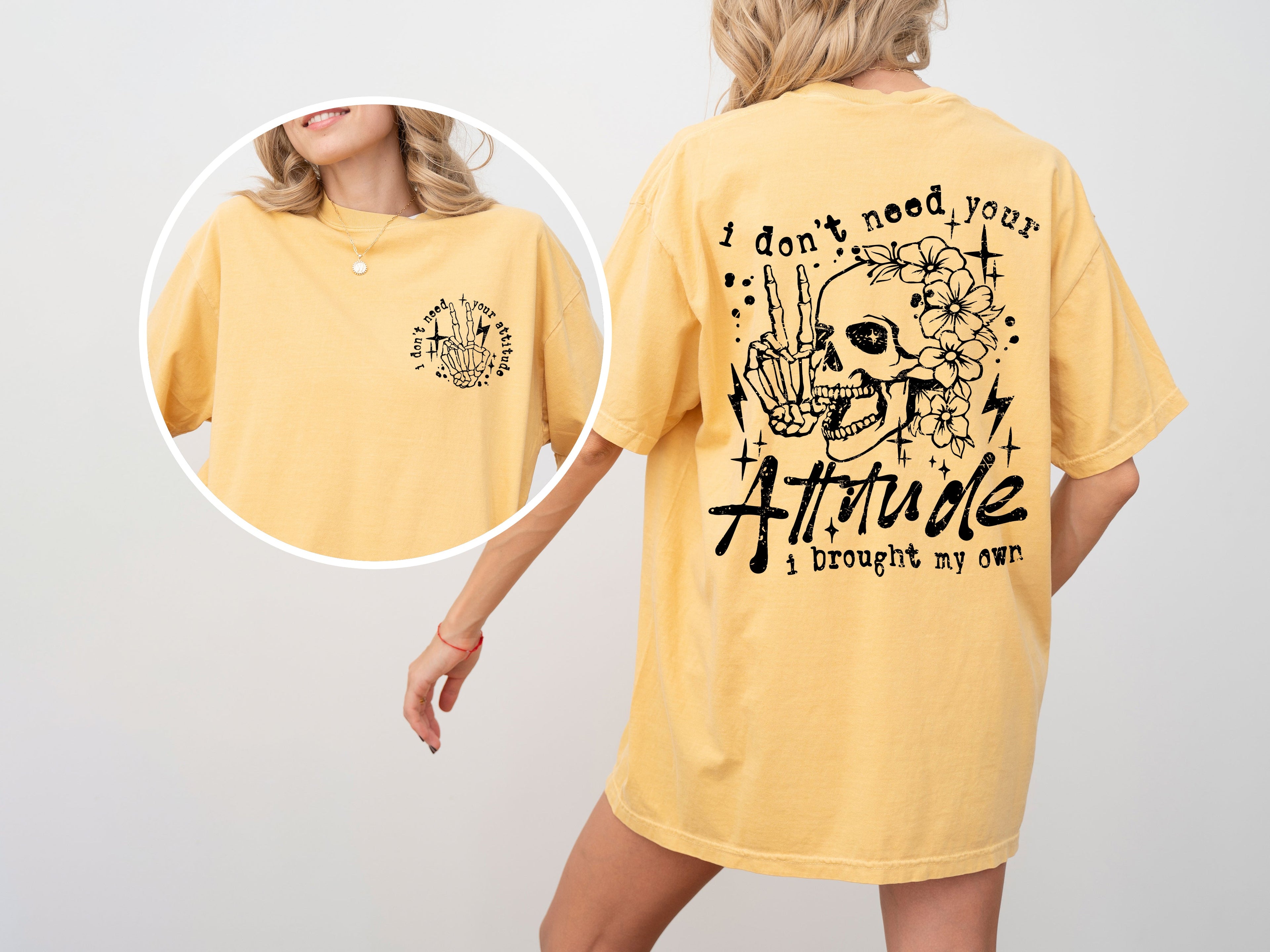 I Don't Need Your Attitude Skeleton Beach Wear Summer Fun Vintage Inspired Comfort Colors Tee