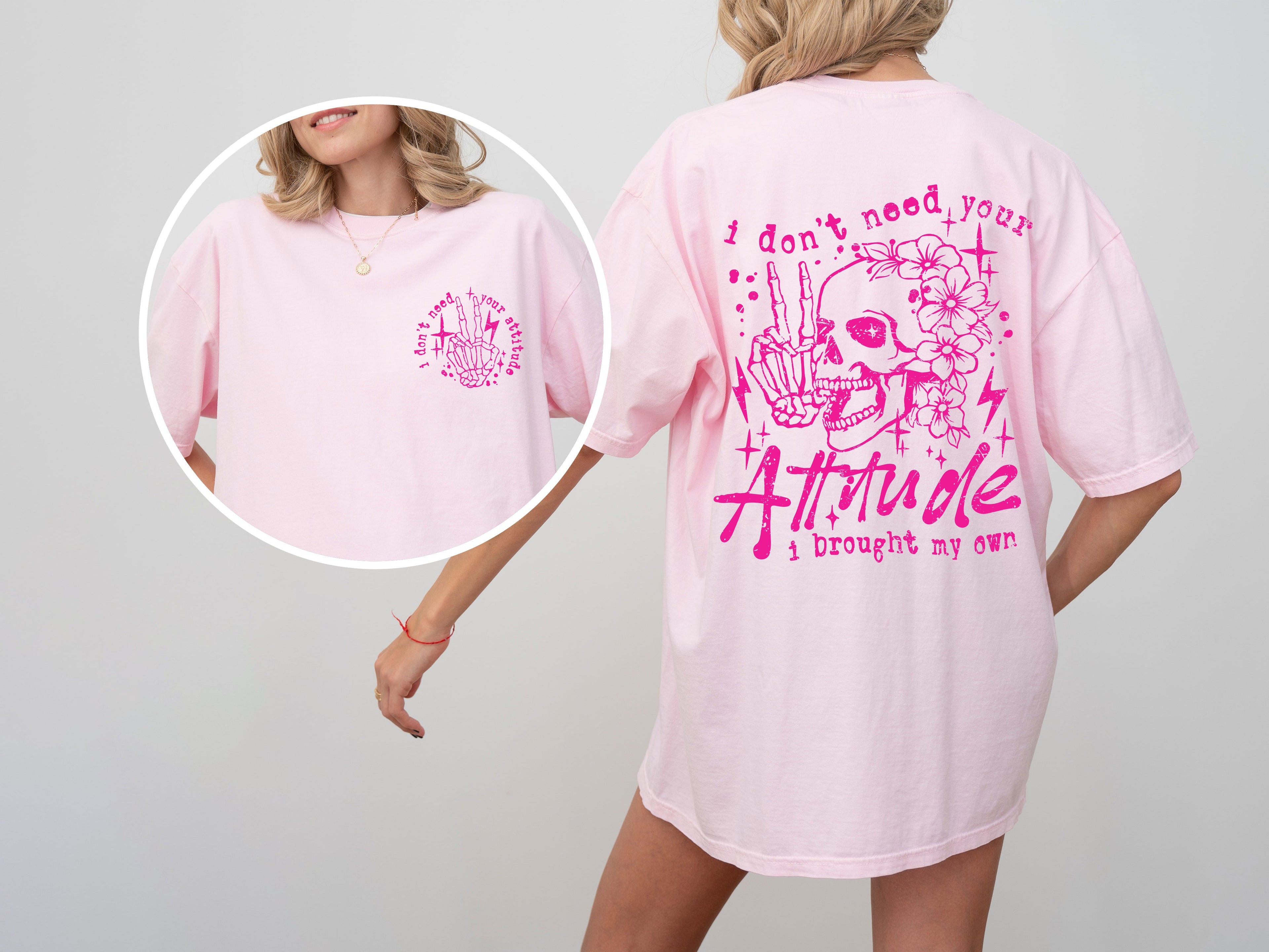 I Don't Need Your Attitude Skeleton Beach Wear Summer Fun Vintage Inspired Comfort Colors Tee
