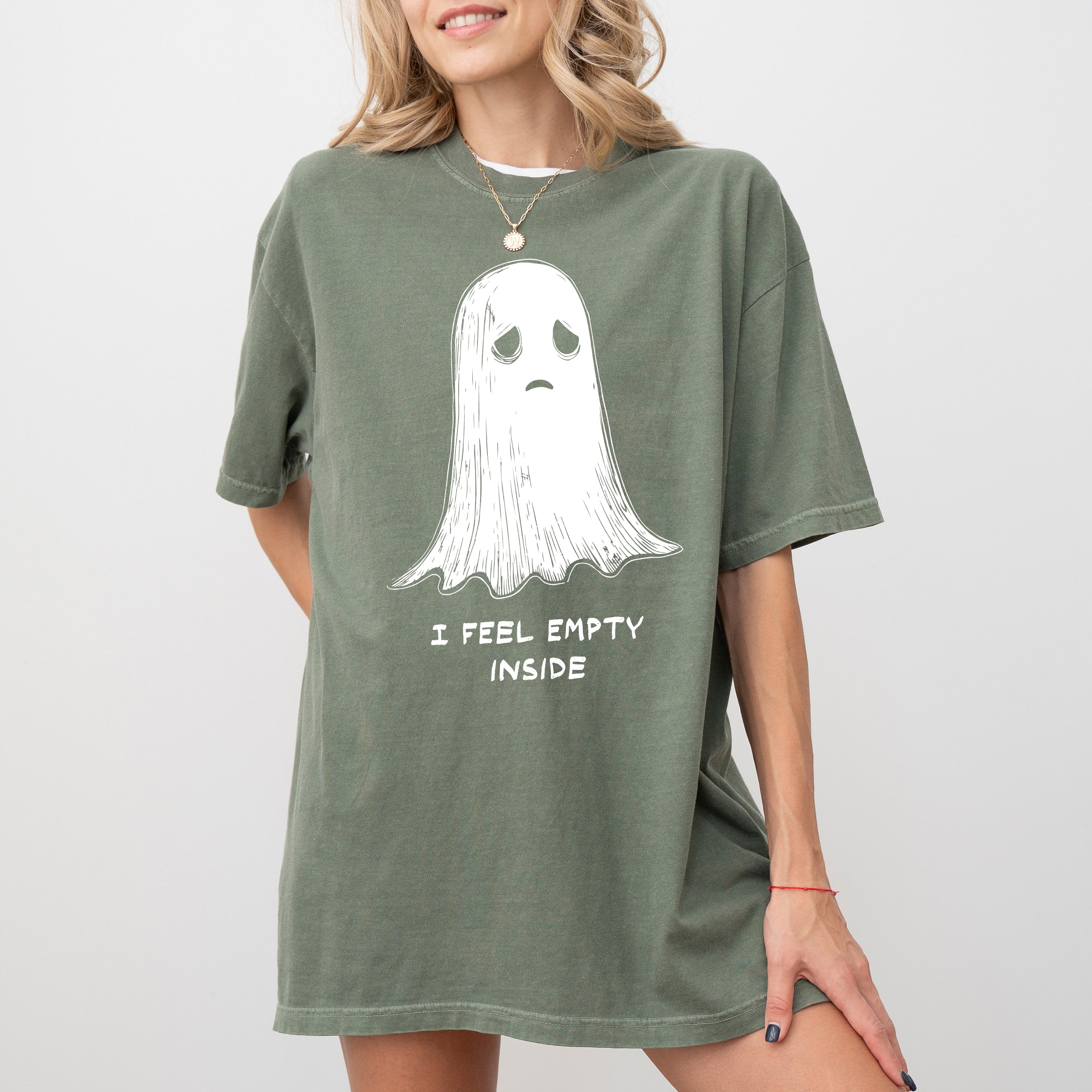 I Feel Empty Inside Ghost Halloween Witch Skeleton Spooky Haunted Comfort Colors Tee