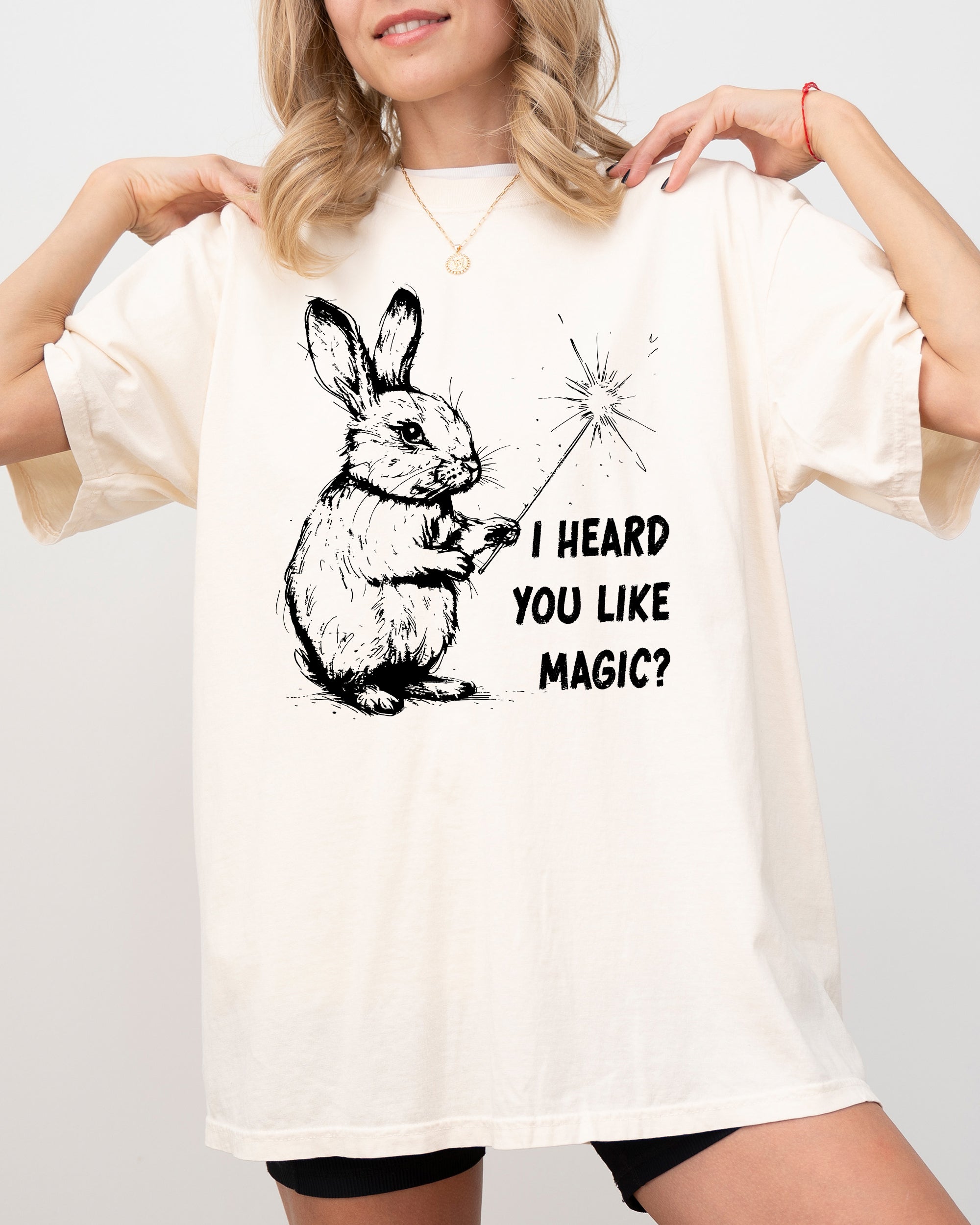 I Heard You Like Magic Rabbit Wand Vintage Illustration Character Artwork Comfort Colors Tee