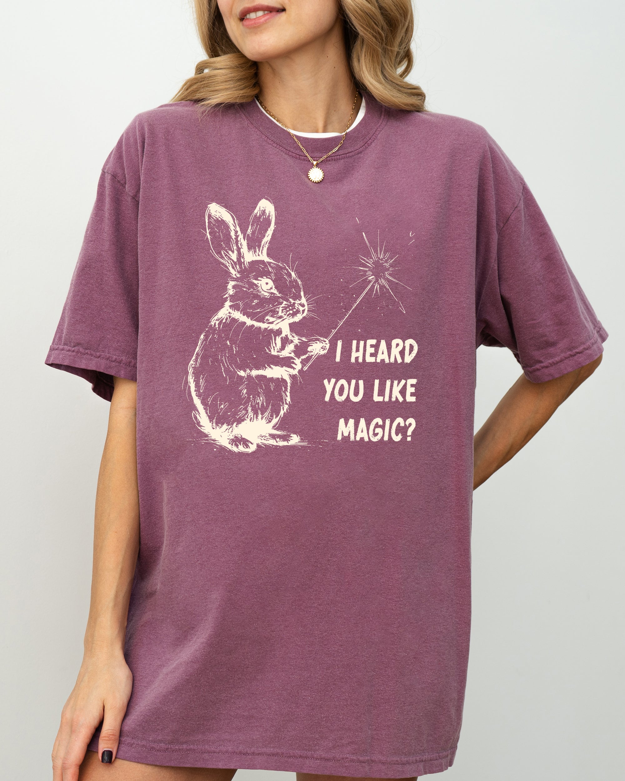 I Heard You Like Magic Rabbit Wand Vintage Illustration Character Artwork Comfort Colors Tee