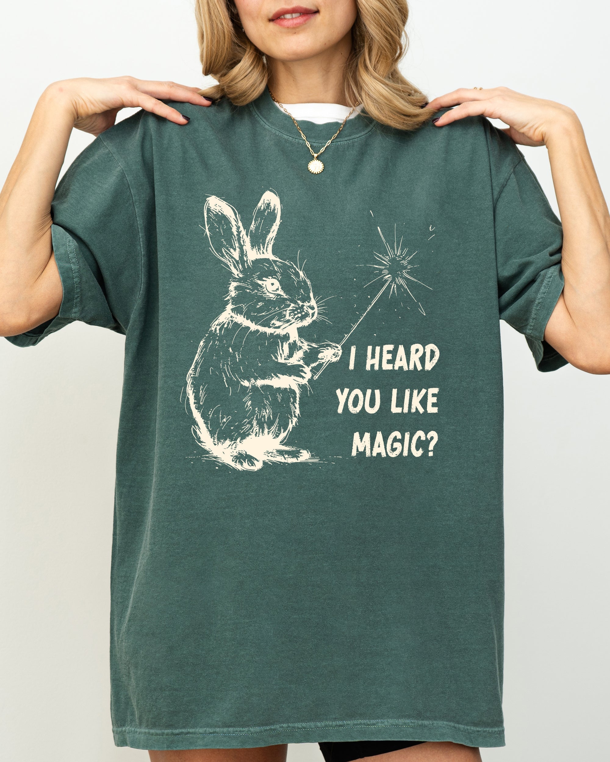 I Heard You Like Magic Rabbit Wand Vintage Illustration Character Artwork Comfort Colors Tee
