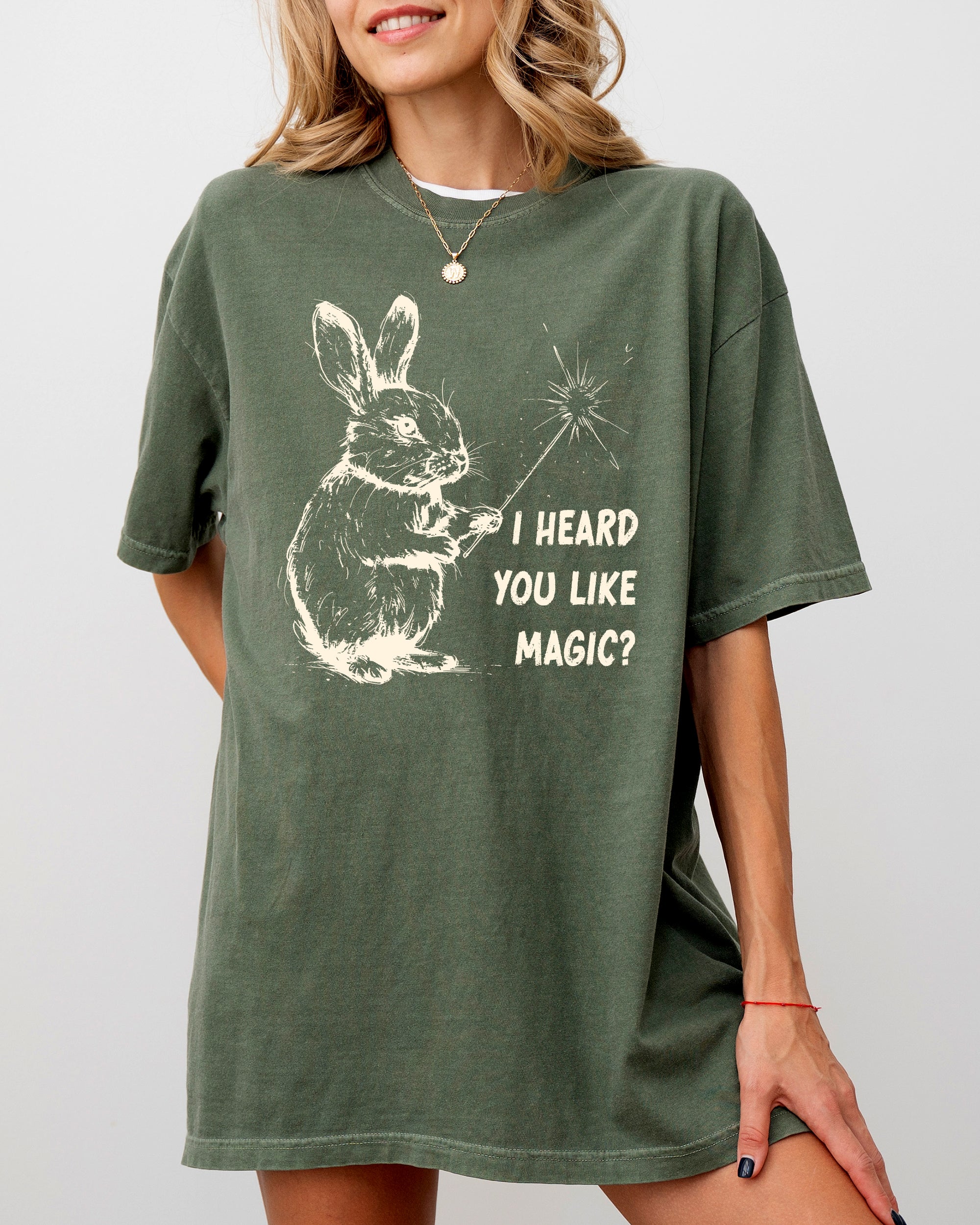 I Heard You Like Magic Rabbit Wand Vintage Illustration Character Artwork Comfort Colors Tee