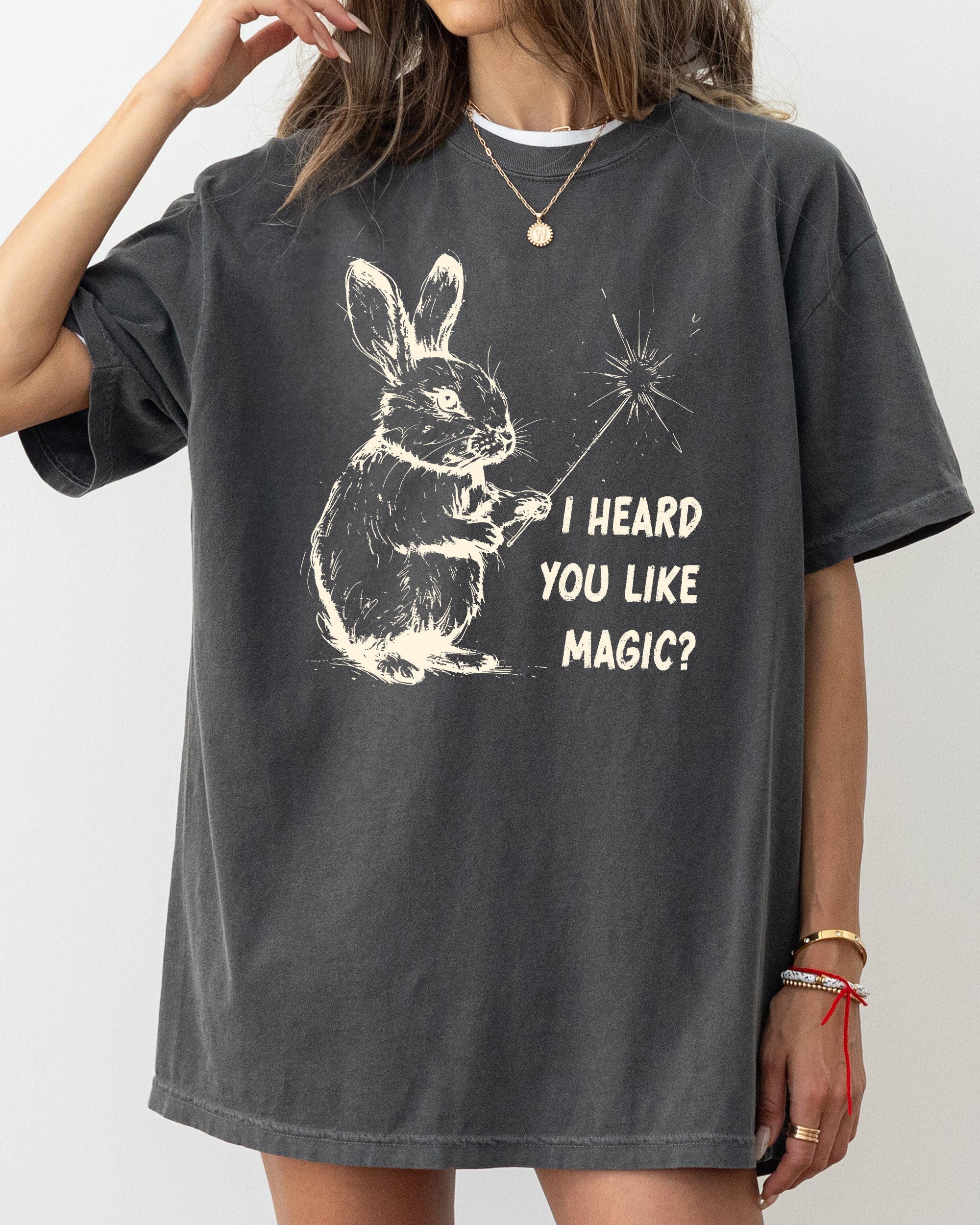 I Heard You Like Magic Rabbit Wand Vintage Illustration Character Artwork Comfort Colors Tee