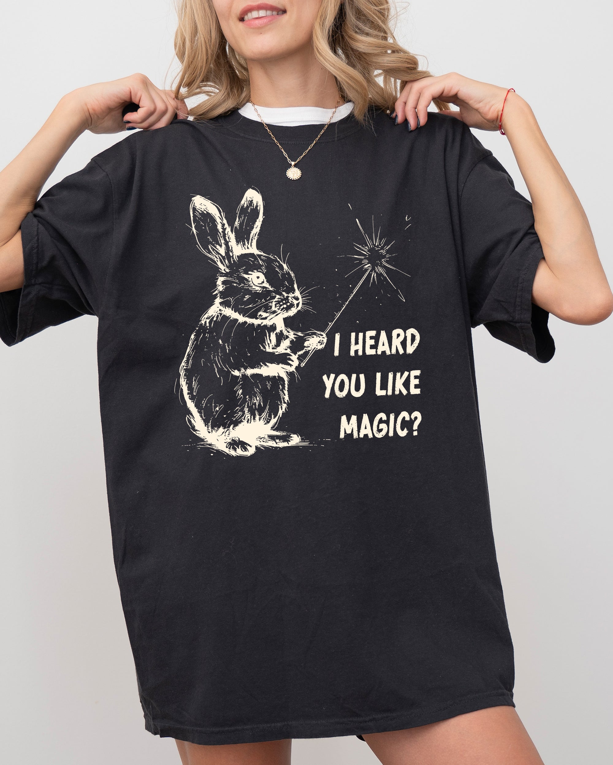I Heard You Like Magic Rabbit Wand Vintage Illustration Character Artwork Comfort Colors Tee