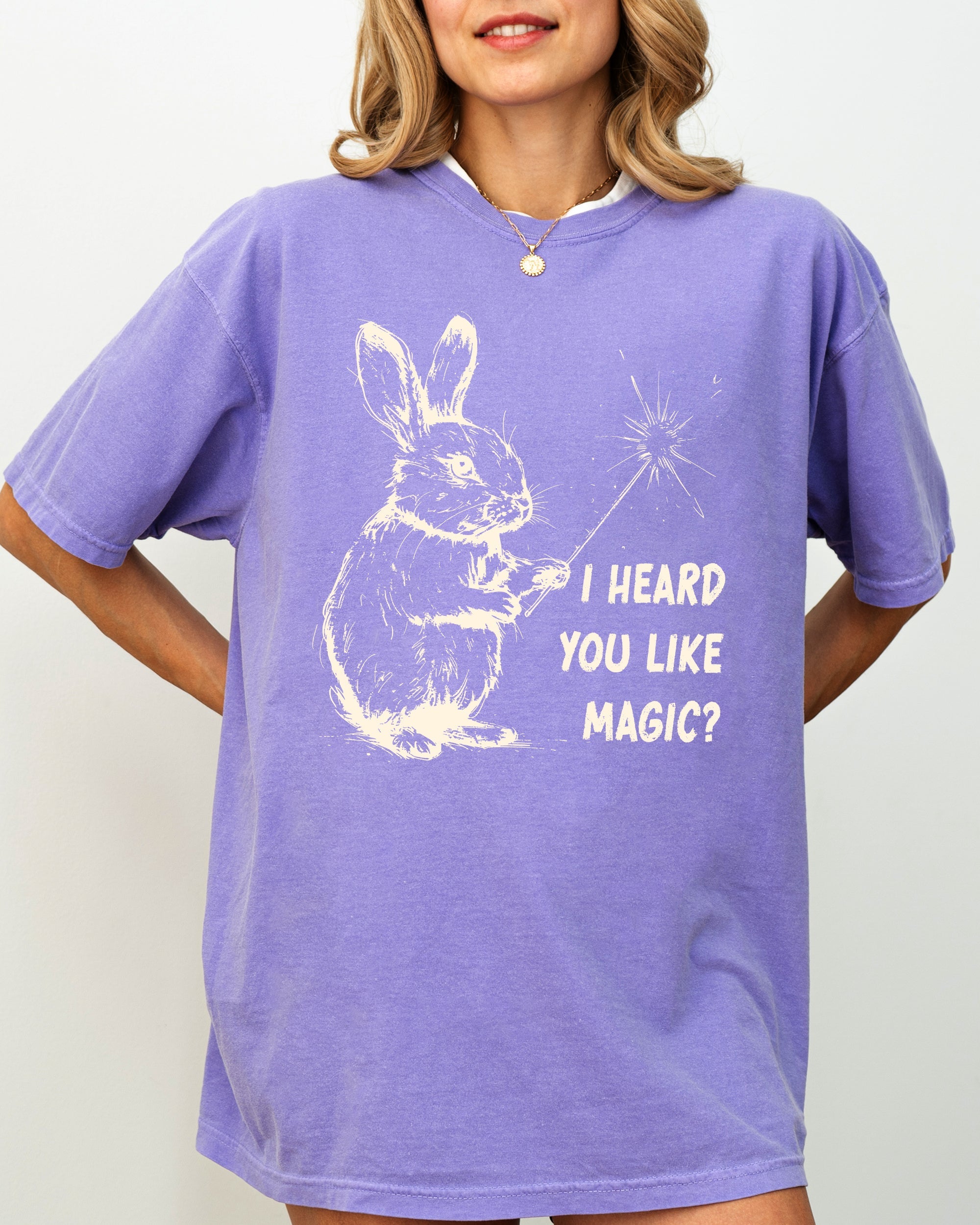 I Heard You Like Magic Rabbit Wand Vintage Illustration Character Artwork Comfort Colors Tee