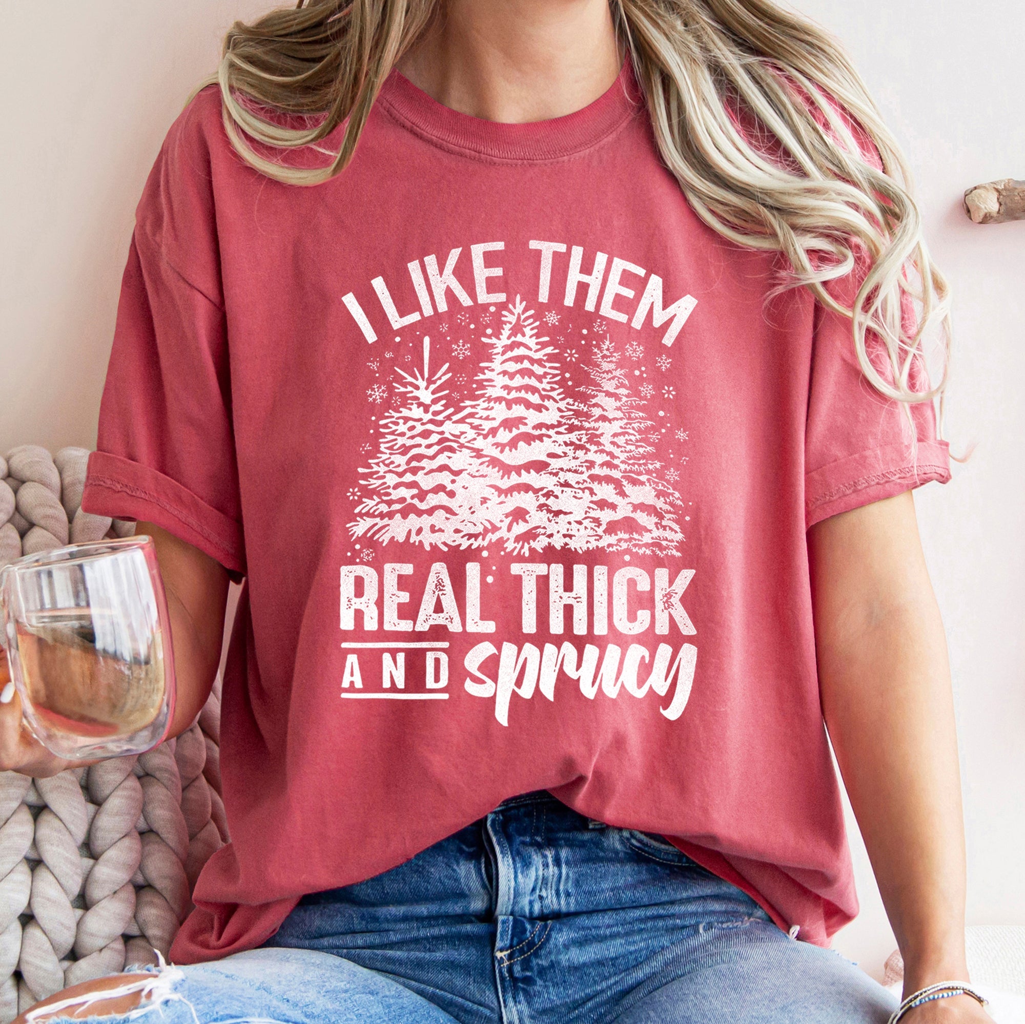 I Like Them Real Thick Christmas Retro Funny Baby Got Back Mix Pine Tree Comfort Colors Tee