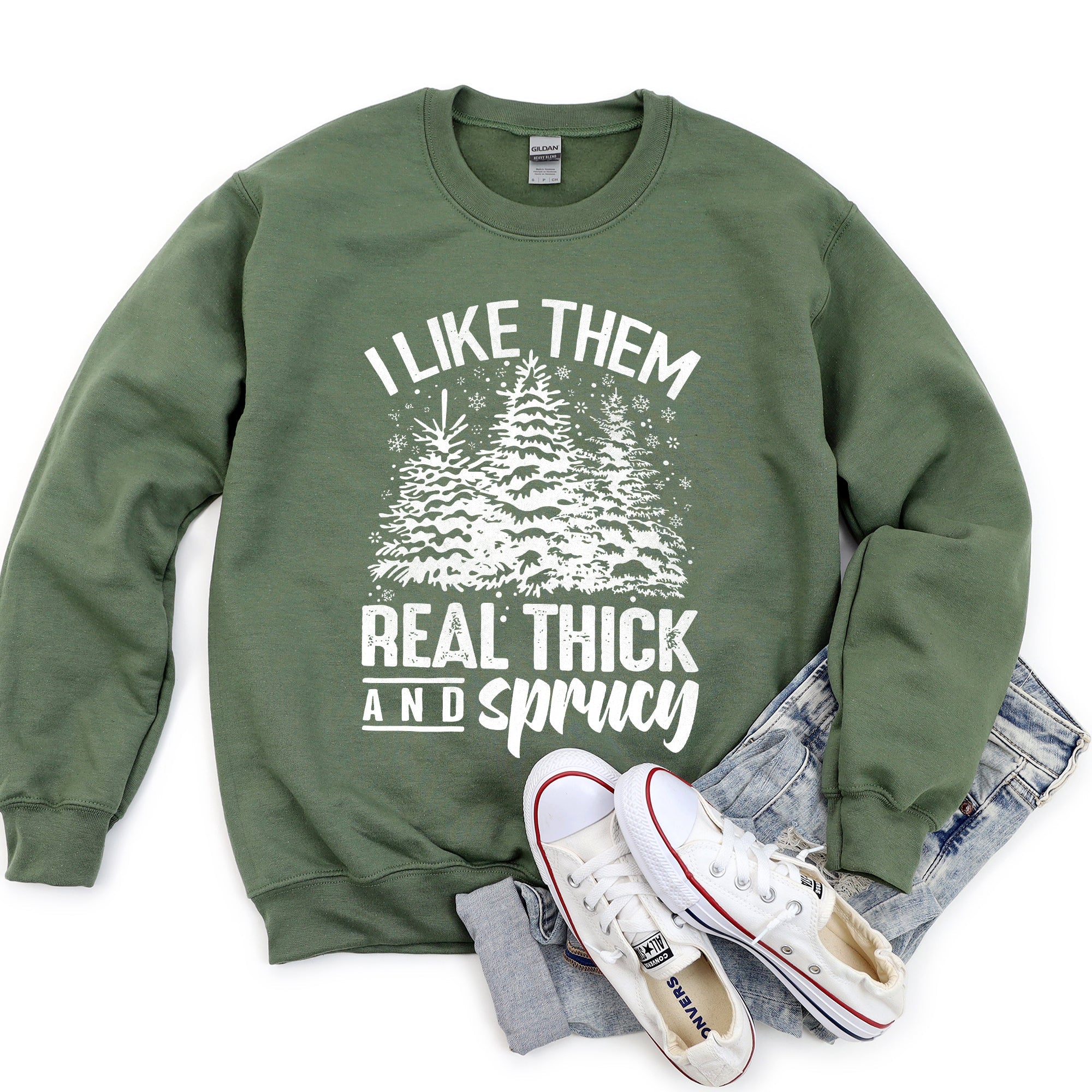 I Like Them Real Thick Christmas Cozy Bold Holiday Festive Winter Vibes Sweatshirt