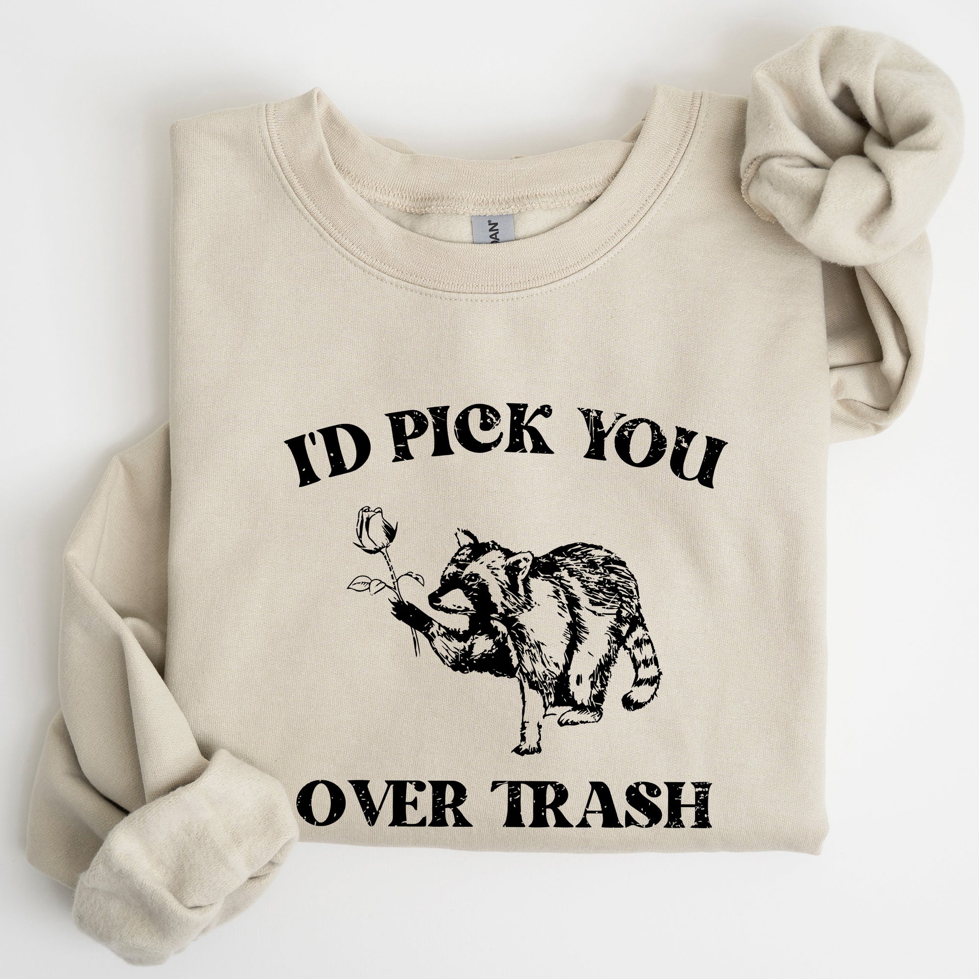 I'd Pick You Over Trash, Raccoon Graphic Sweatshirt